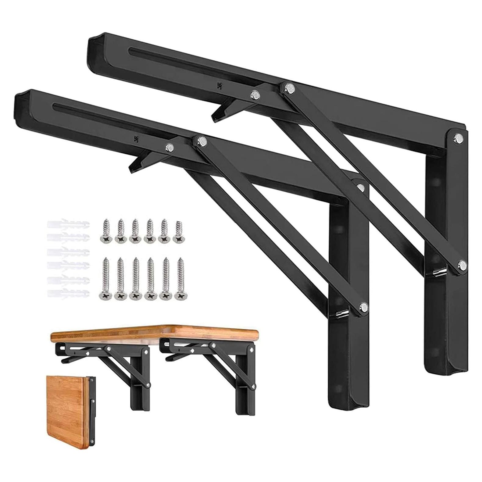 Soportes de Estante Plegables AUTOHJ 40 cm 2 Piezas Acero