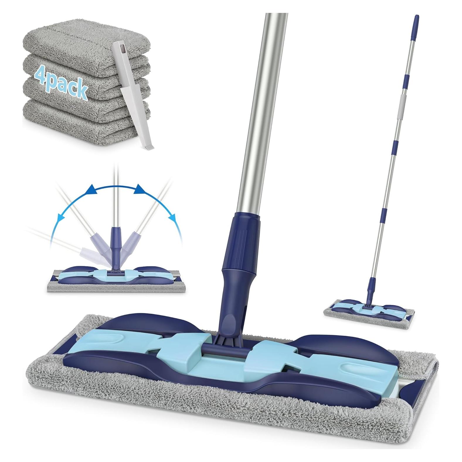 Mopa plana de microfibra MEXERRIS con 4 almohadillas