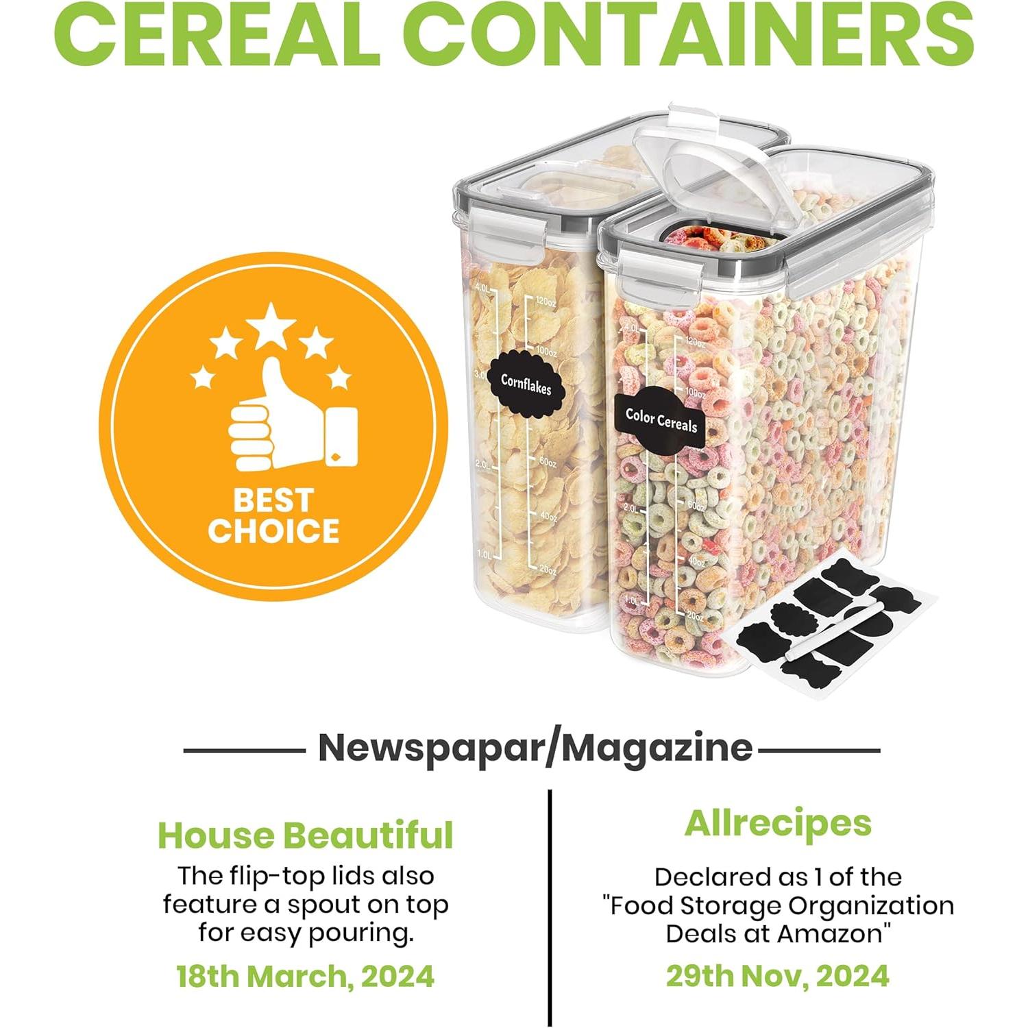 Contenedores de Cereal Utopia Kitchen 4L Herméticos Paquete 4