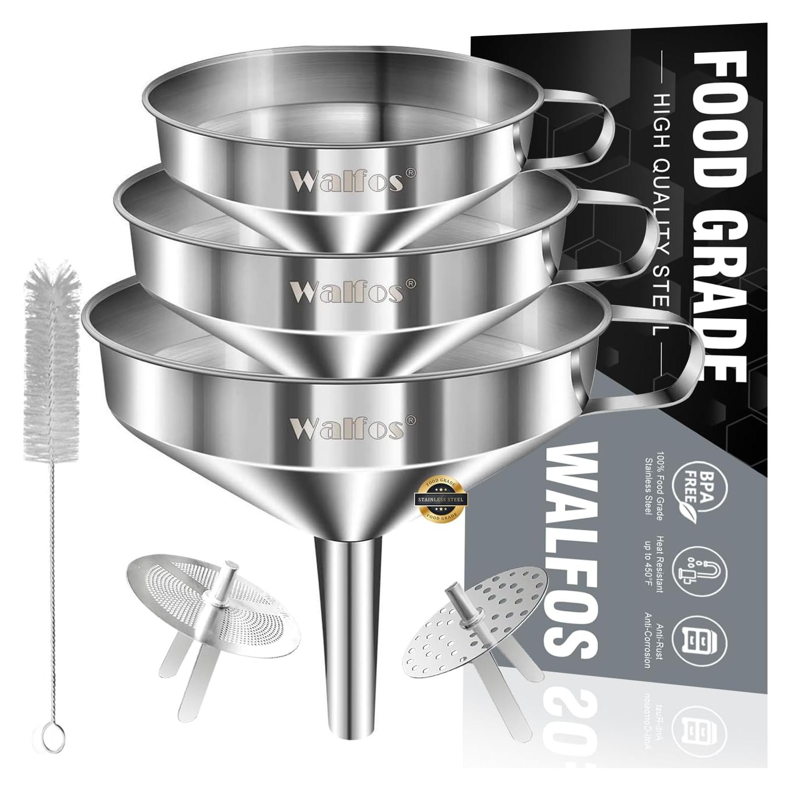 Juego de 3 Embudos de Acero Inoxidable Walfos 14.4 cm