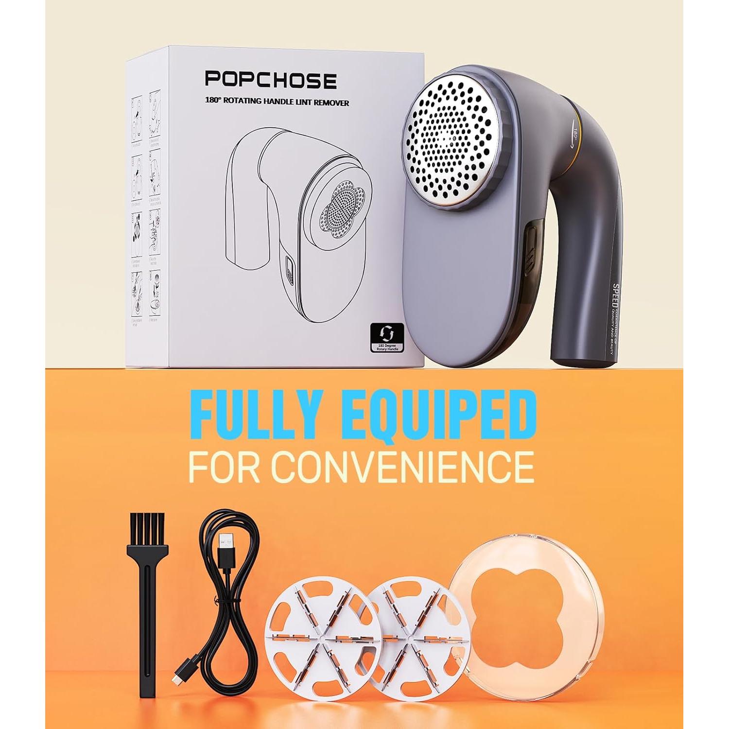 Quitapelusas POPCHOSE M2 Recargable USB 6 Cuchillas Gris