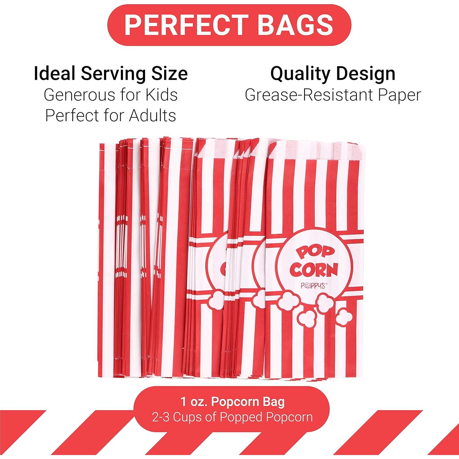 Suministros para Máquina de Palomitas Poppy - 100 Bolsas 1 Oz