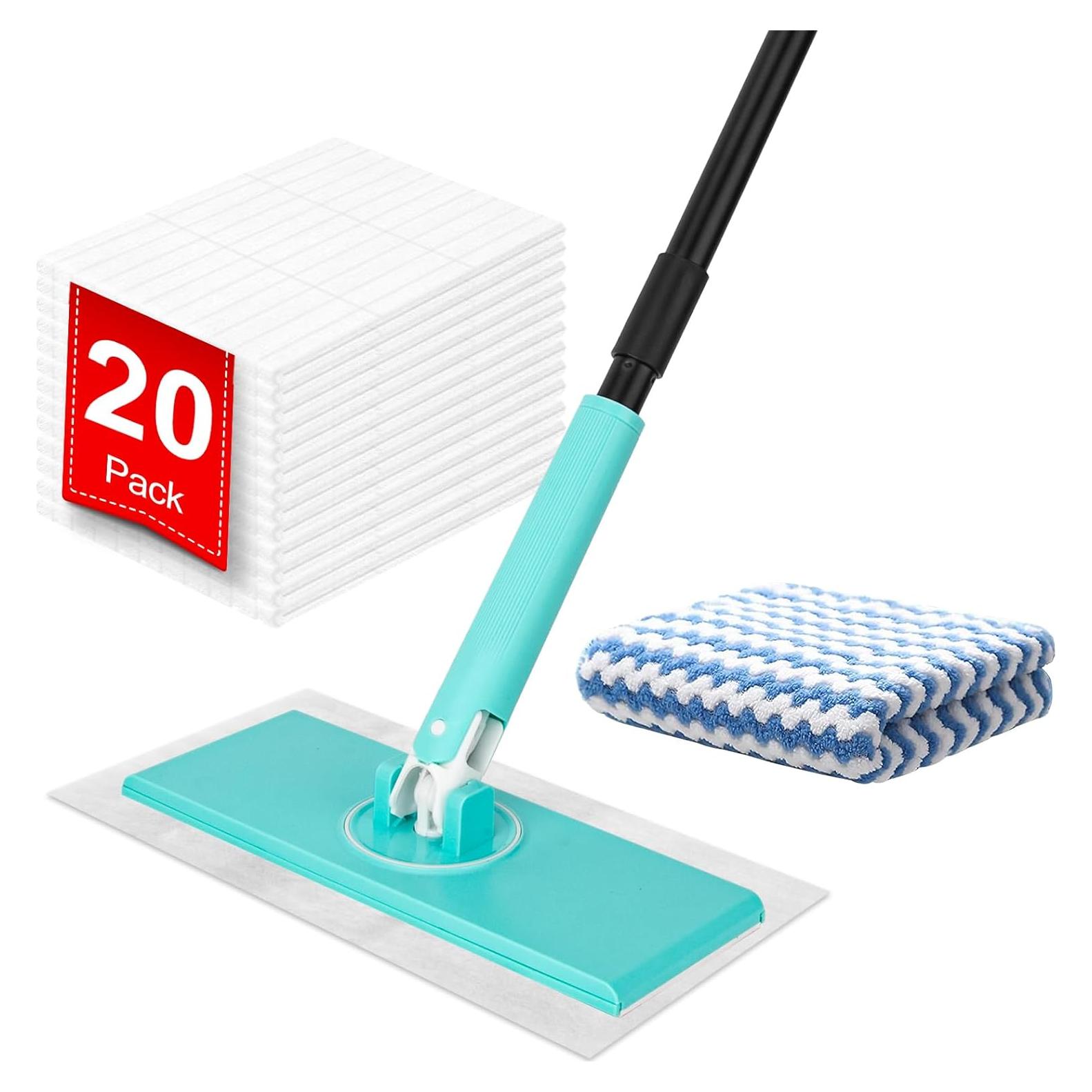 Mopa Barrendero KeFanta 2-en-1 con 20 Paños Secos y 1 de Microfibra