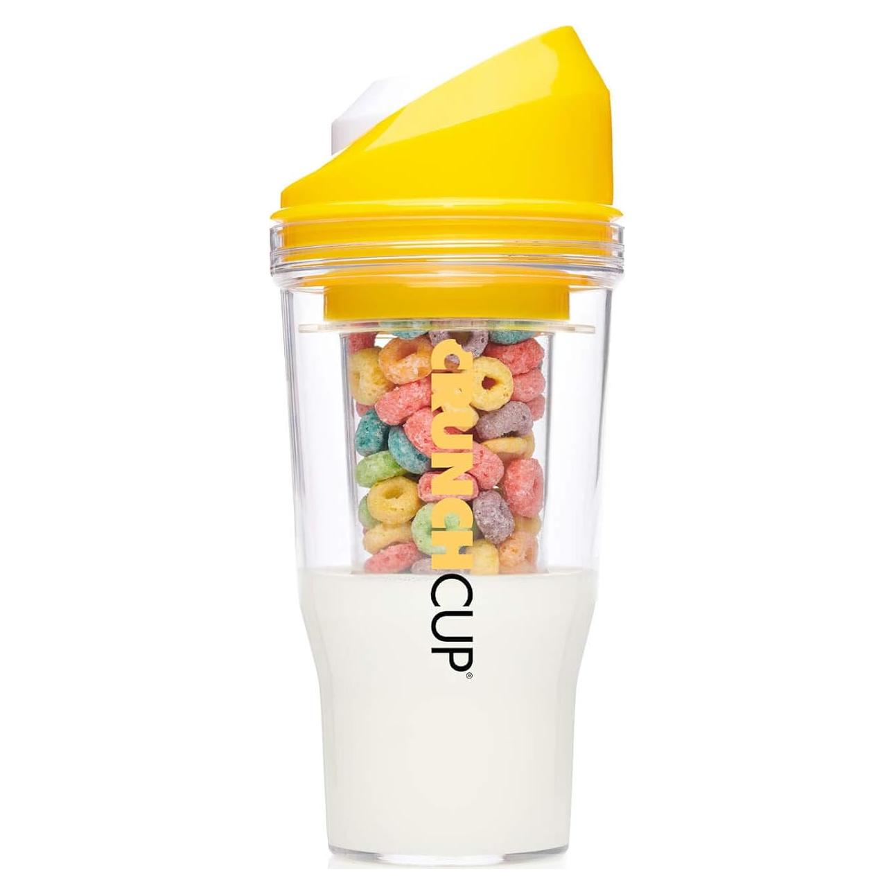 CrunchCup XL Amarillo - Taza portátil para cereales 10 cm