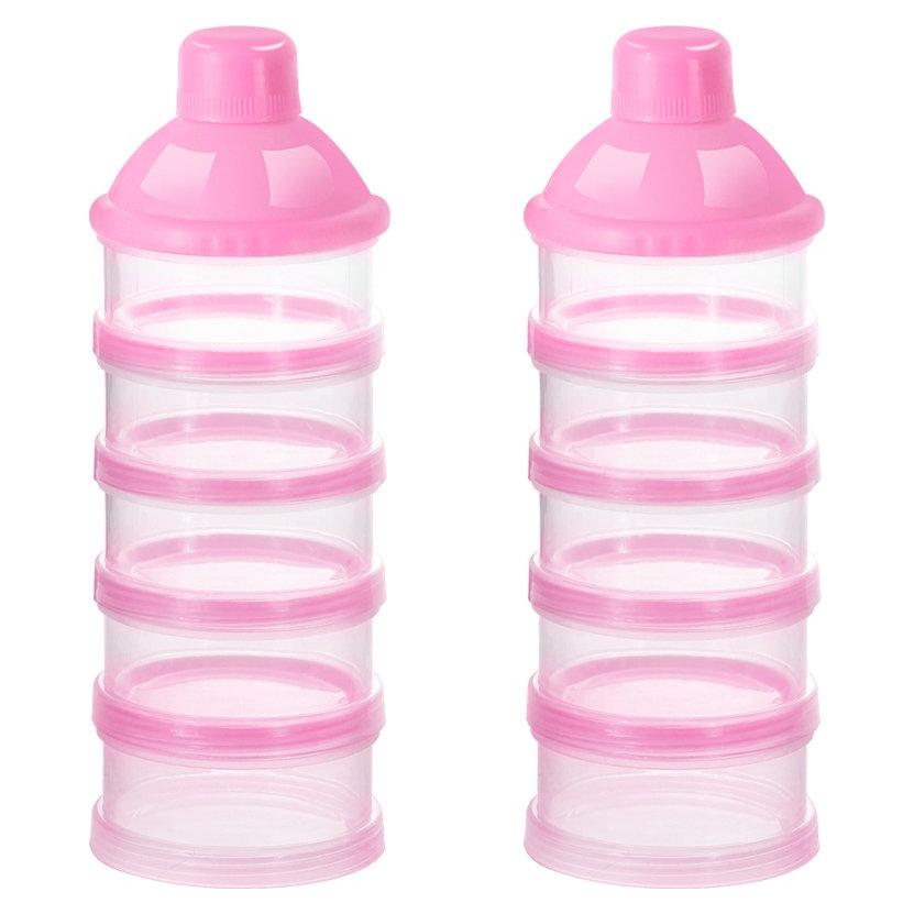 Dispensador de Fórmula Accmor Rosa 5 Capas Apilable