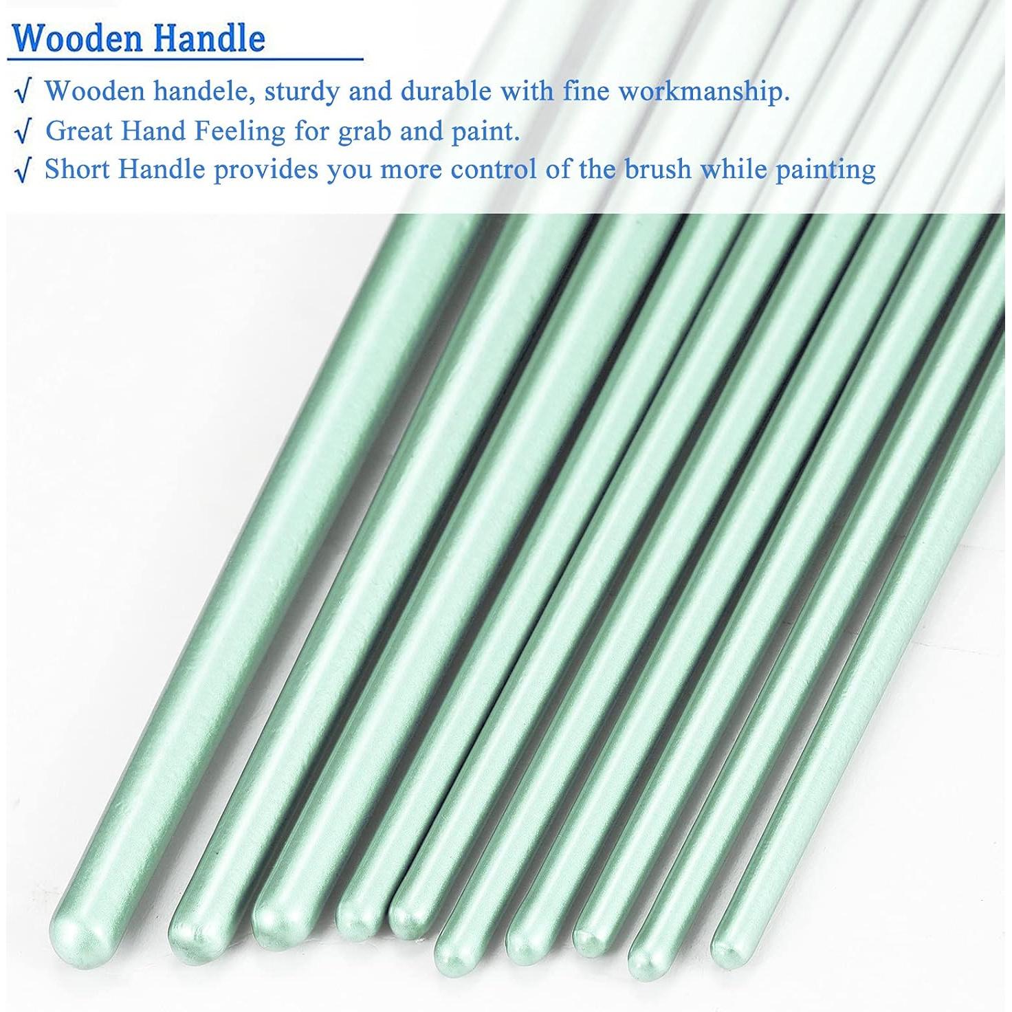 Juego de Pinceles BOSOBO 20 Pcs Nylon Verde para Pintura