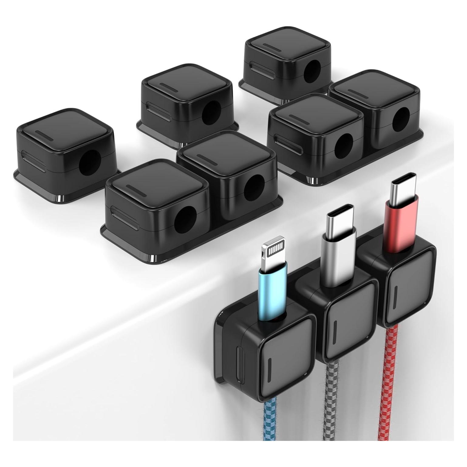 Clips Magnéticos para Cables Smofish, Paquete de 6, Negro