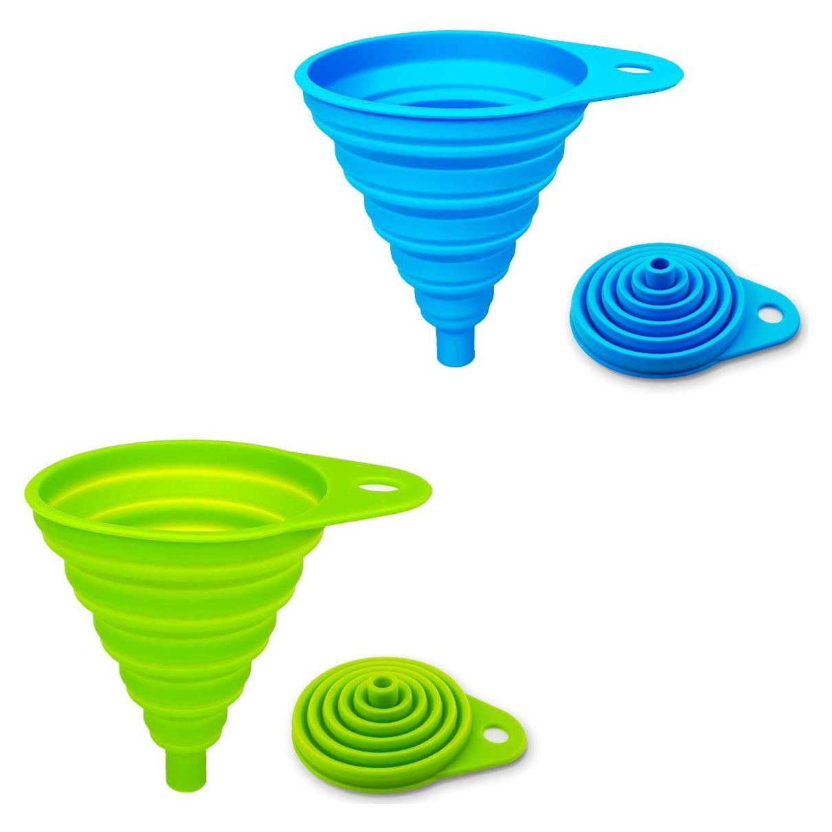 Juego de 2 embudos de silicona colapsables ddLUCK 10,9 cm
