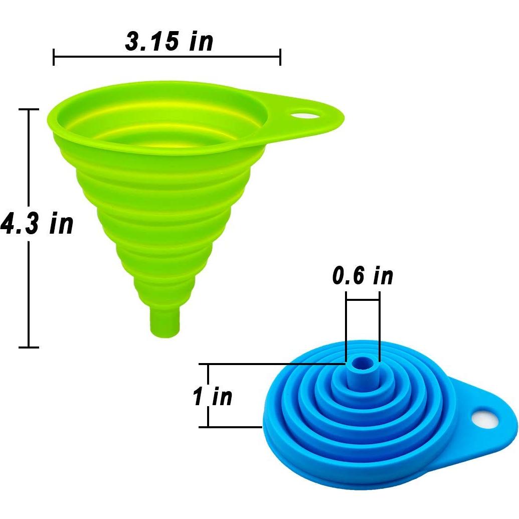 Juego de 2 embudos de silicona colapsables ddLUCK 10,9 cm