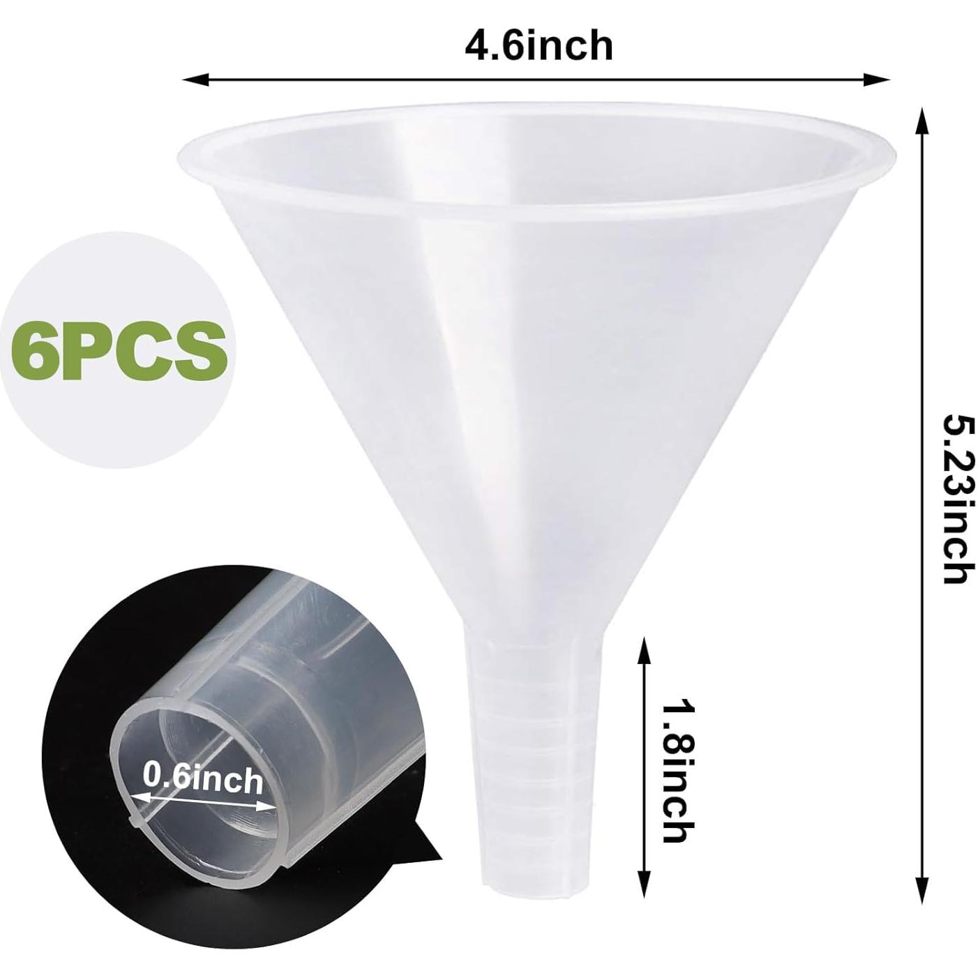 Paquete de 6 embudos plásticos SBYURE 11.68 cm transparentes
