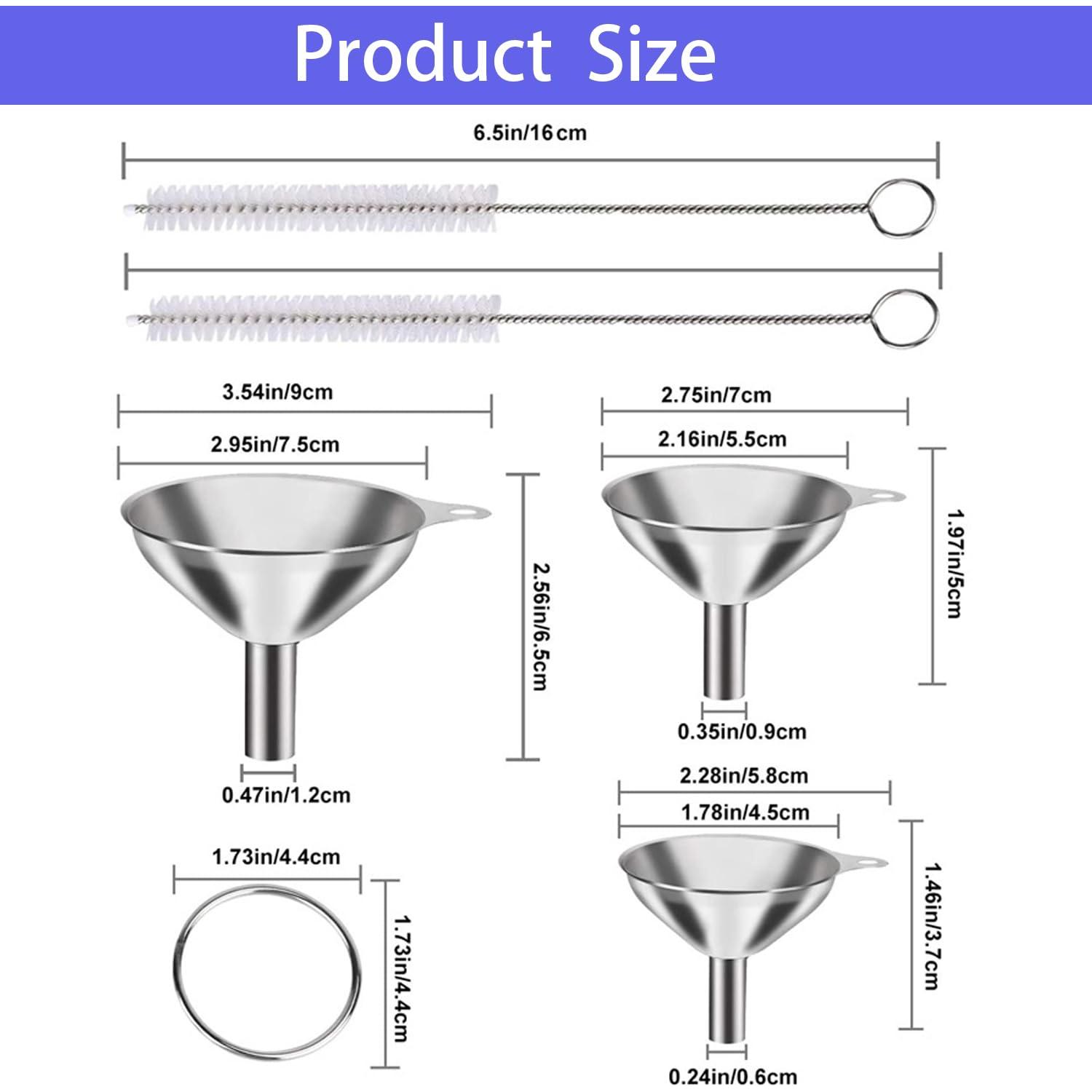 Juego de Embudos de Cocina ZIYOU Acero Inoxidable 3 Piezas
