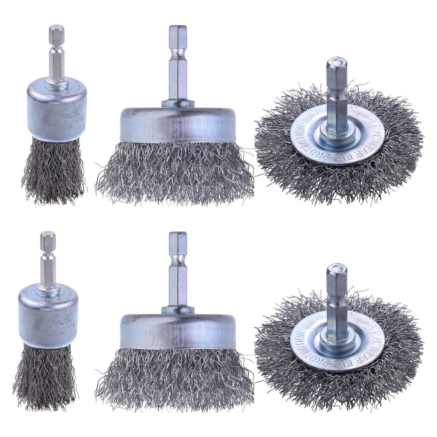 Juego de 6 Cepillos de Alambre Rocaris para Taladro 1/4"