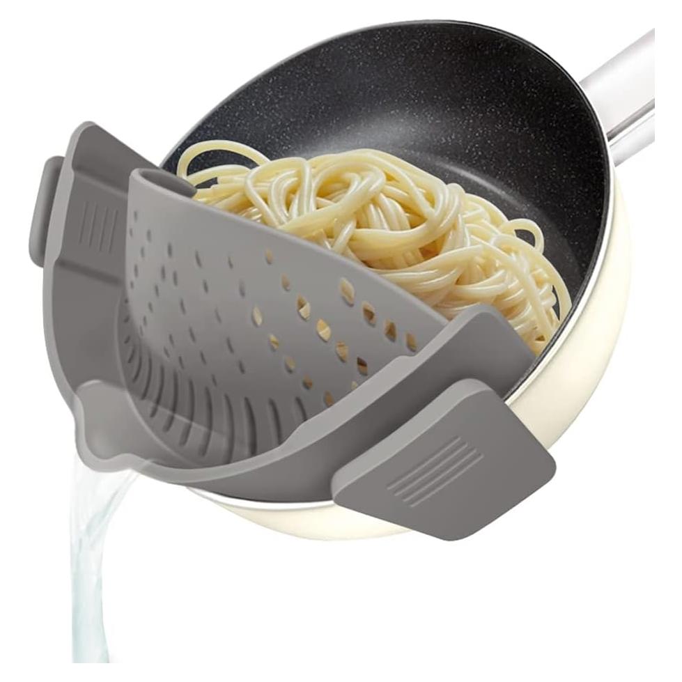 Colador Clip de Silicona YEVIOR para Pasta y Alimentos Gris