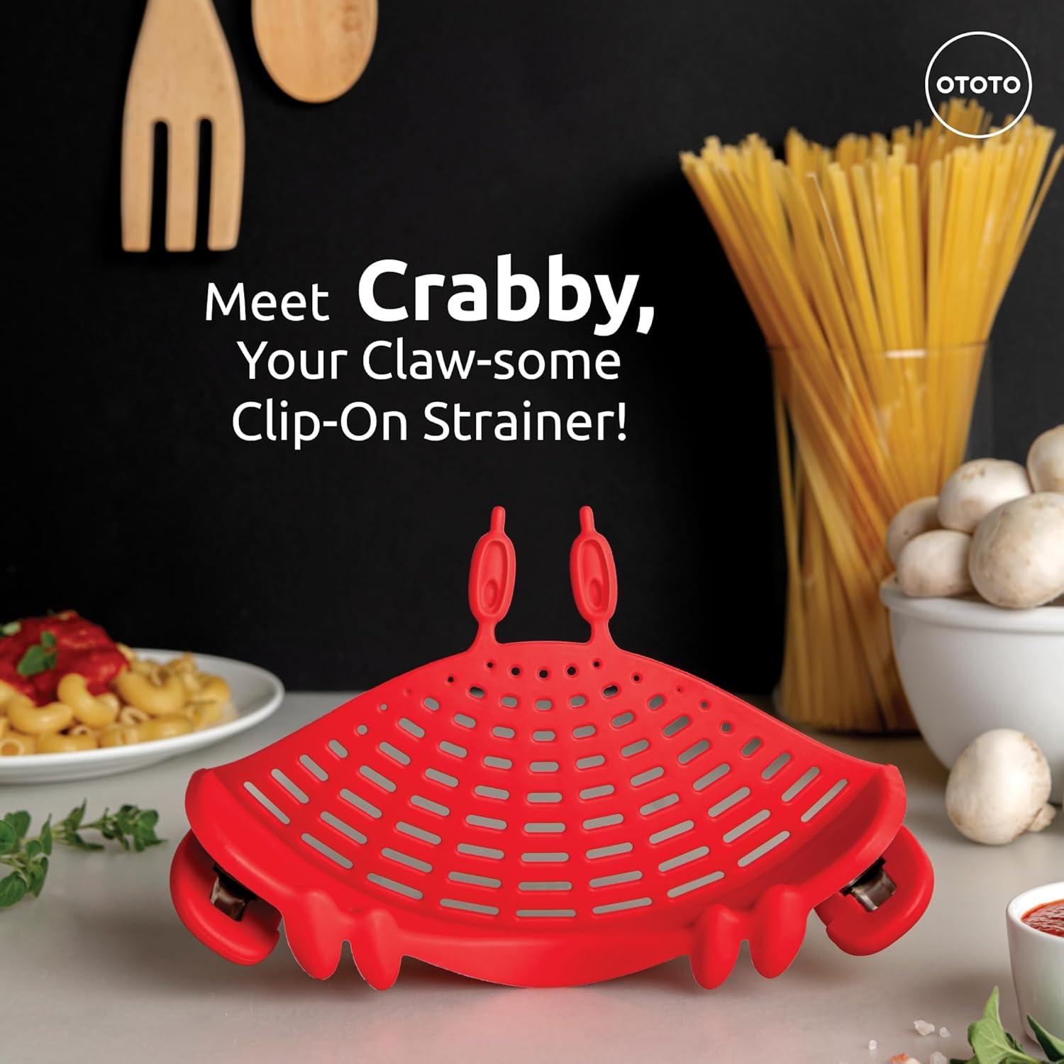 Colador de Pasta OTOTO Crabby Rojo - Accesorio de Cocina Divertido