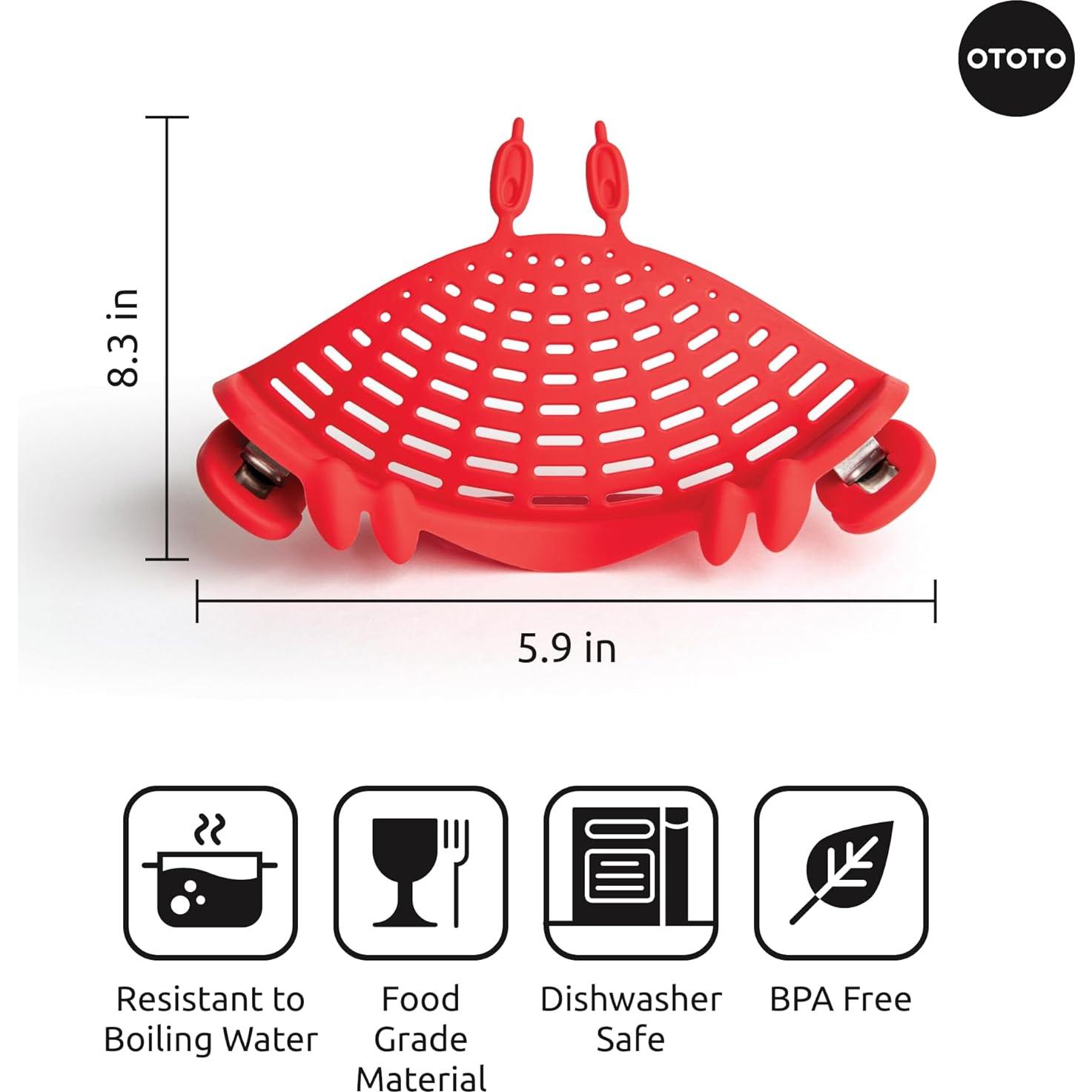 Colador de Pasta OTOTO Crabby Rojo - Accesorio de Cocina Divertido