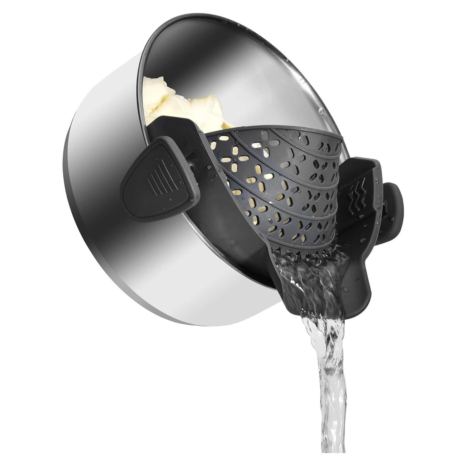 Colador de Pasta Ajustable SUNWUKIN Silicona Gris 22.6cm