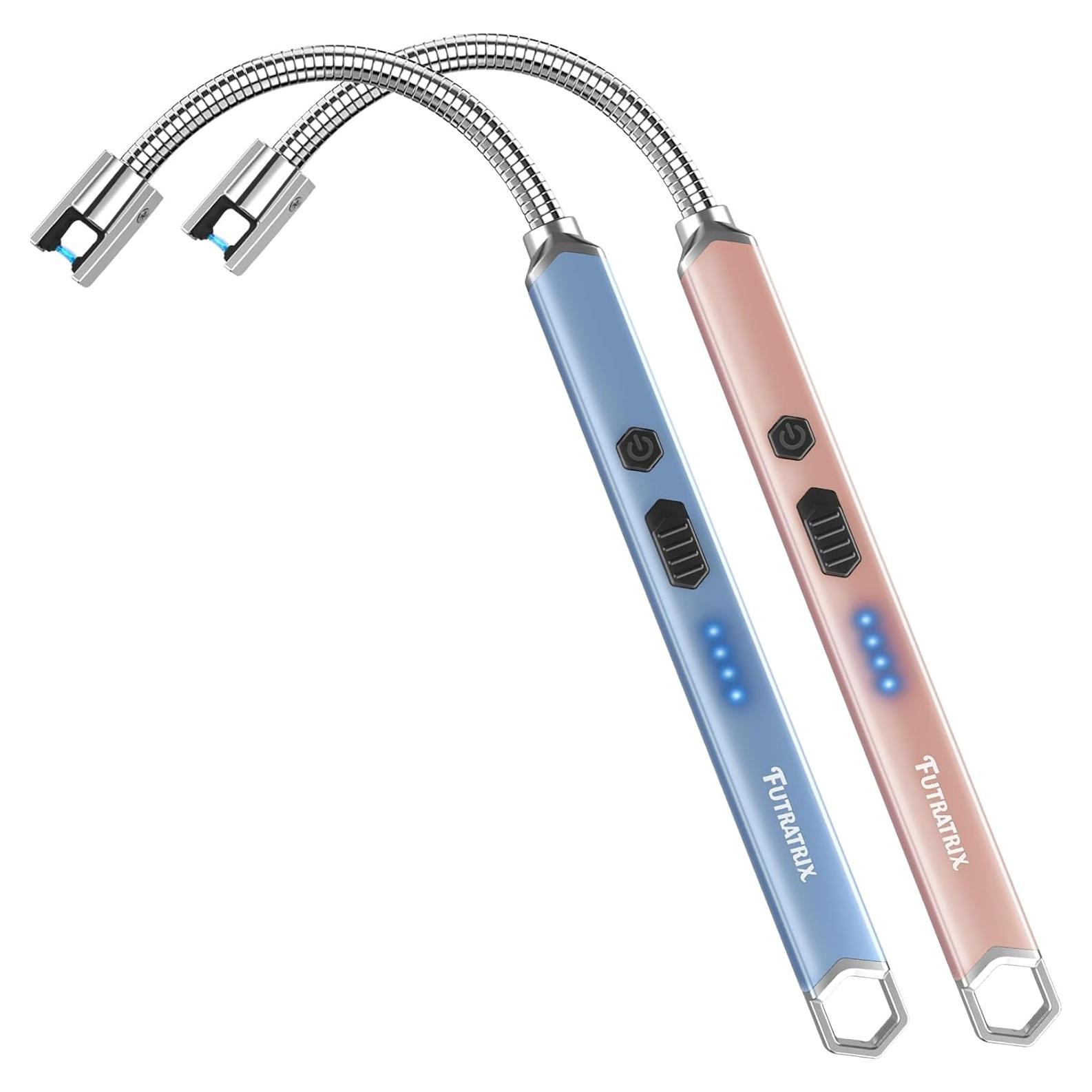 Encendedor Electrónico Futratrix Recargable USB 2 Paquete Azul Oro Rosa