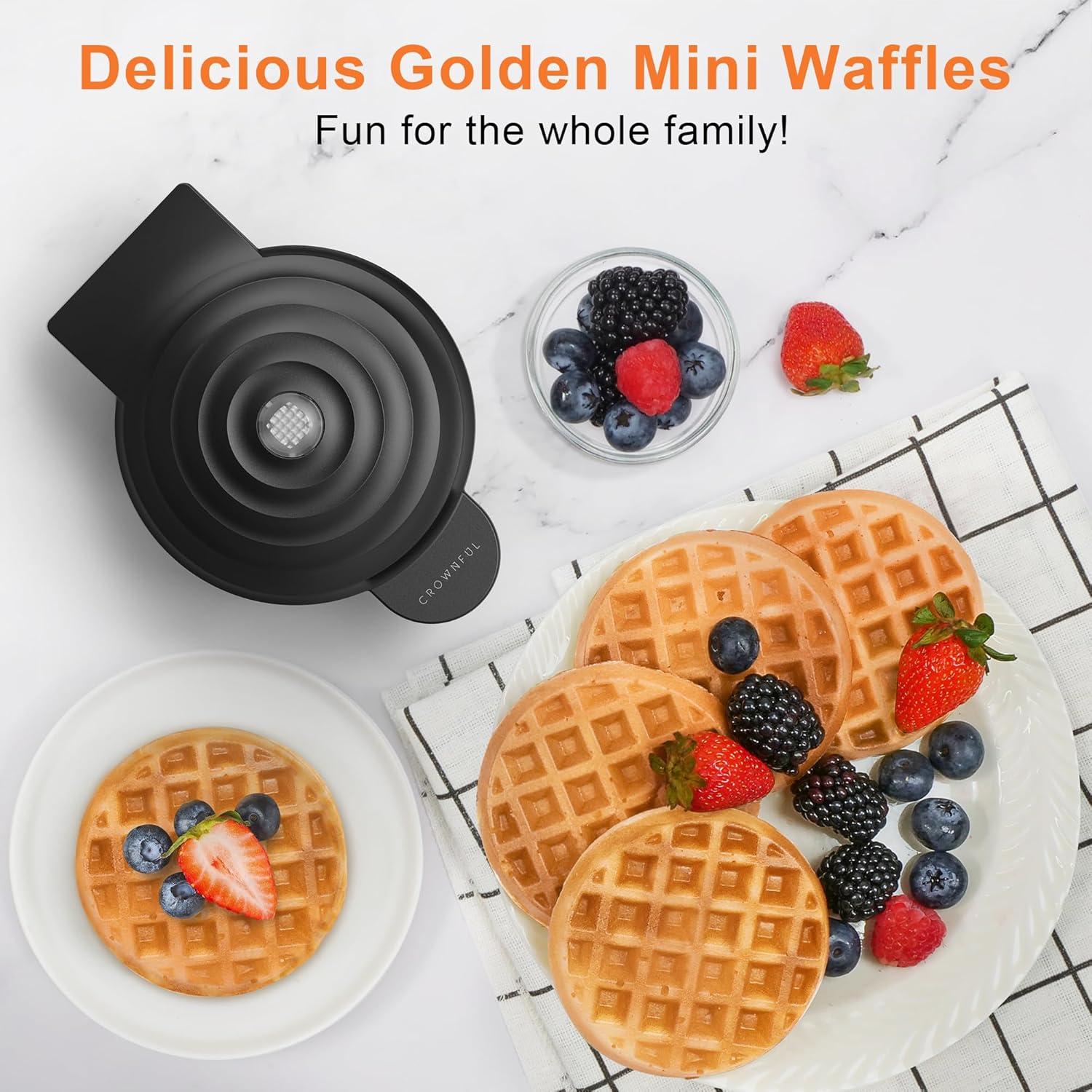 Mini Máquina Waffle CROWNFUL 10 cm Antiadherente Compacta