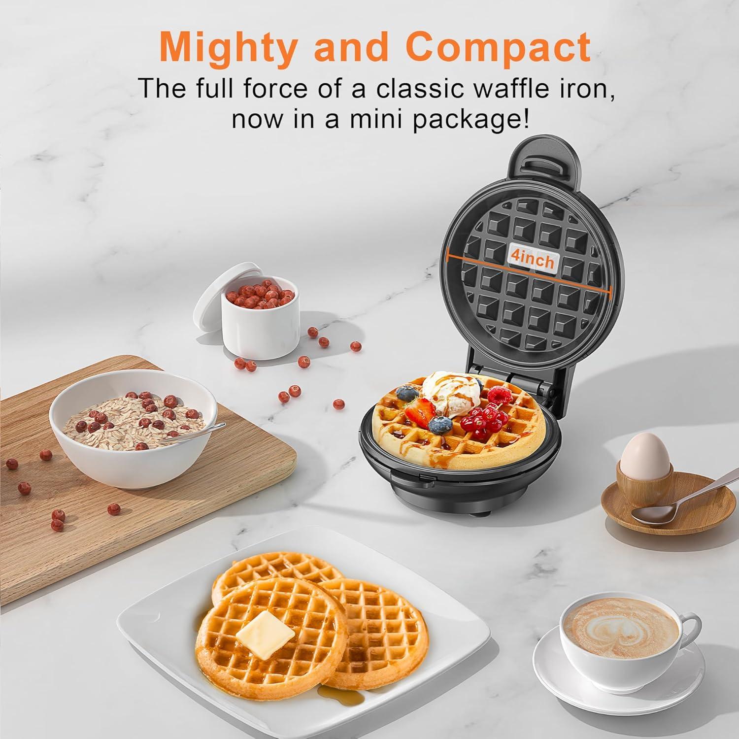 Mini Máquina Waffle CROWNFUL 10 cm Antiadherente Compacta