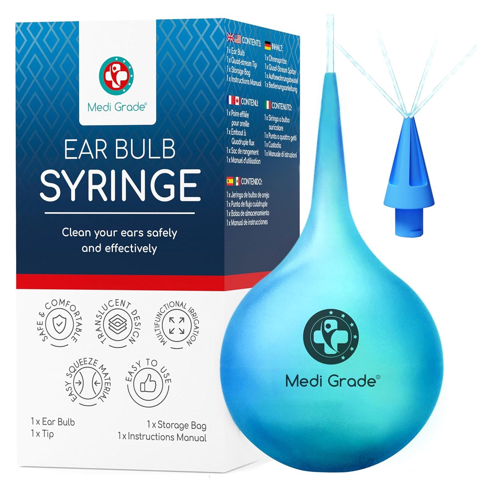 Jeringa de Bulbo para Oídos Medi Grade - 75 ml con Punta Cuádruple