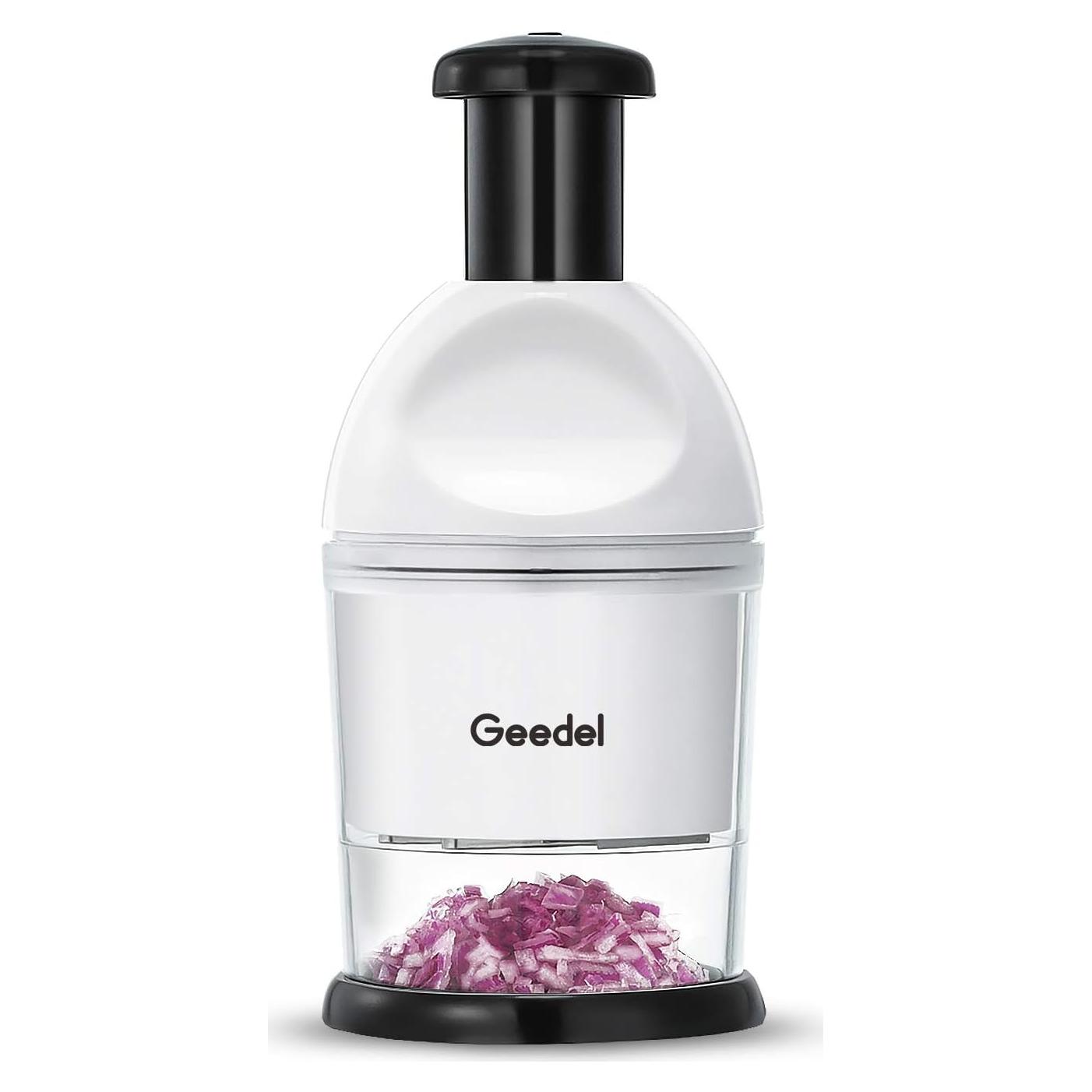 Picador de Alimentos Manual Geedel Blanco 181g Cuchilla Inoxidable