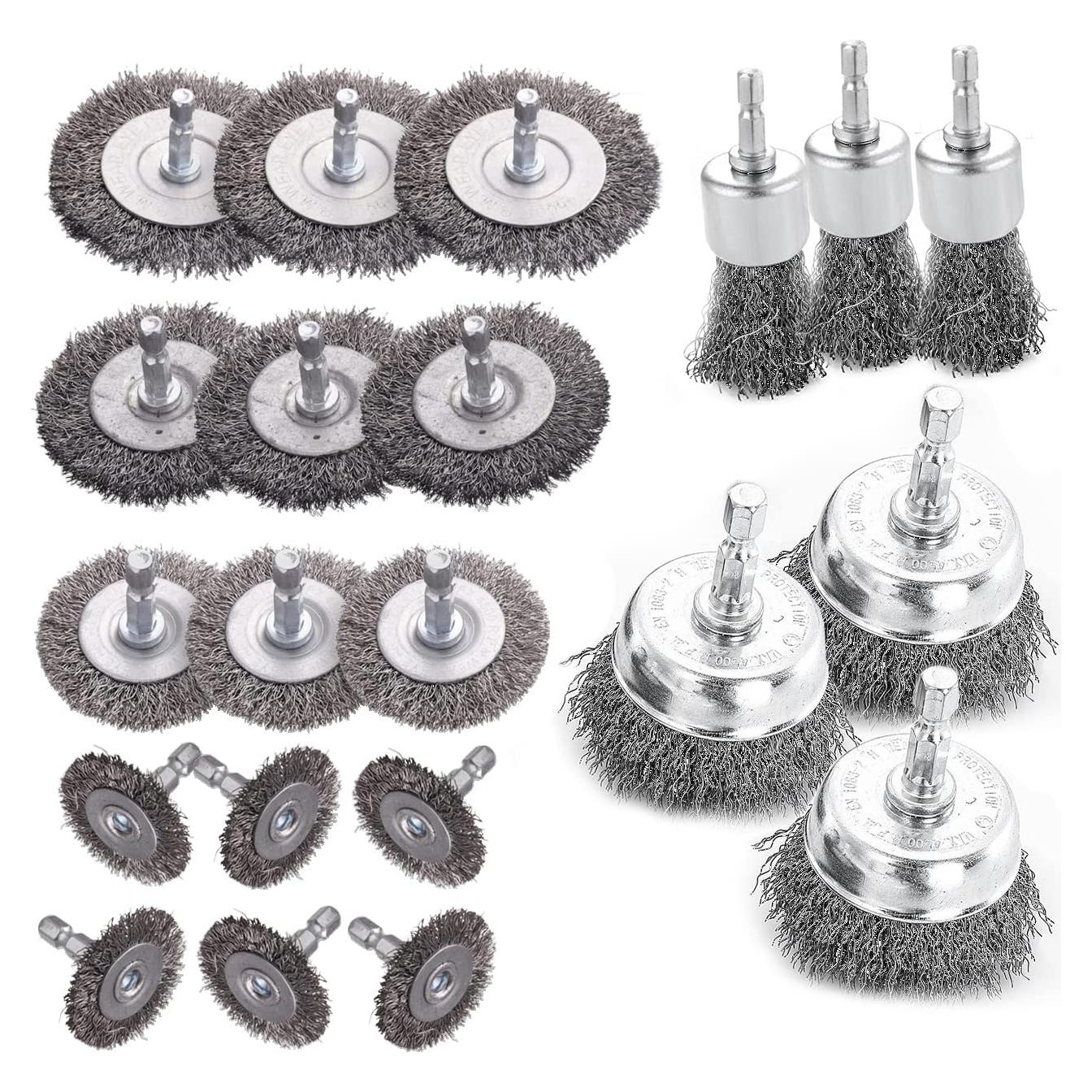 Juego de Cepillos de Alambre Doble Elite 21 Pcs para Taladro