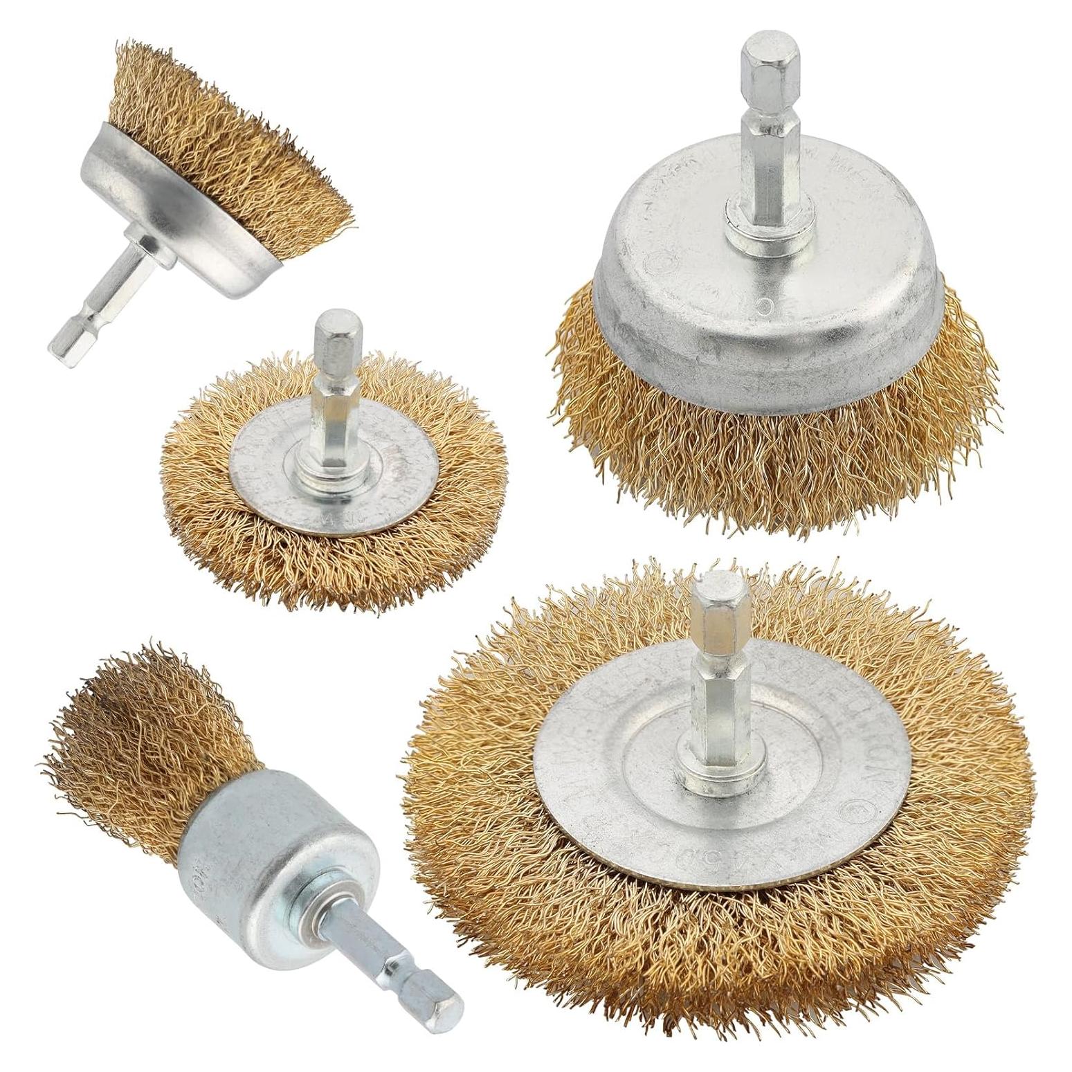 Juego de 5 cepillos de alambre WENORA para taladro