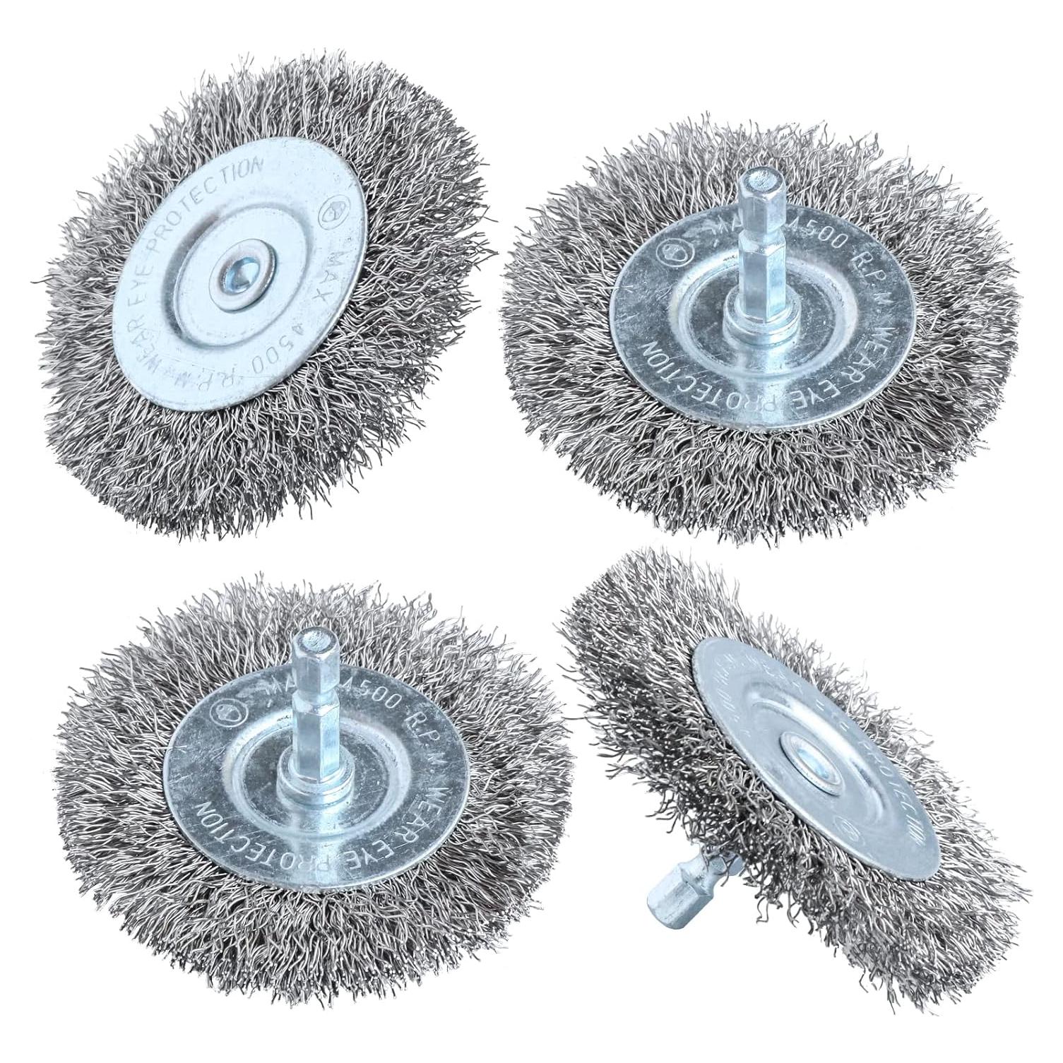 Kit de cepillos de alambre inoxidable Hiqalty 75 mm (4 piezas)