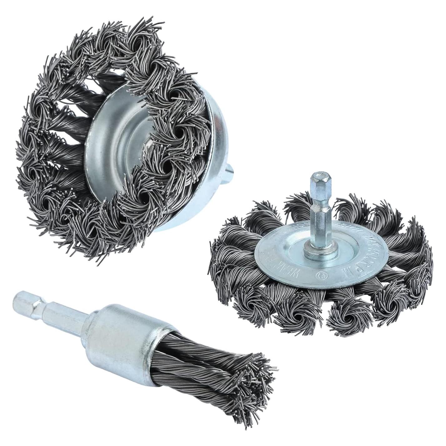 Juego de cepillos de alambre trenzado FPPO 3 piezas 7,62 cm