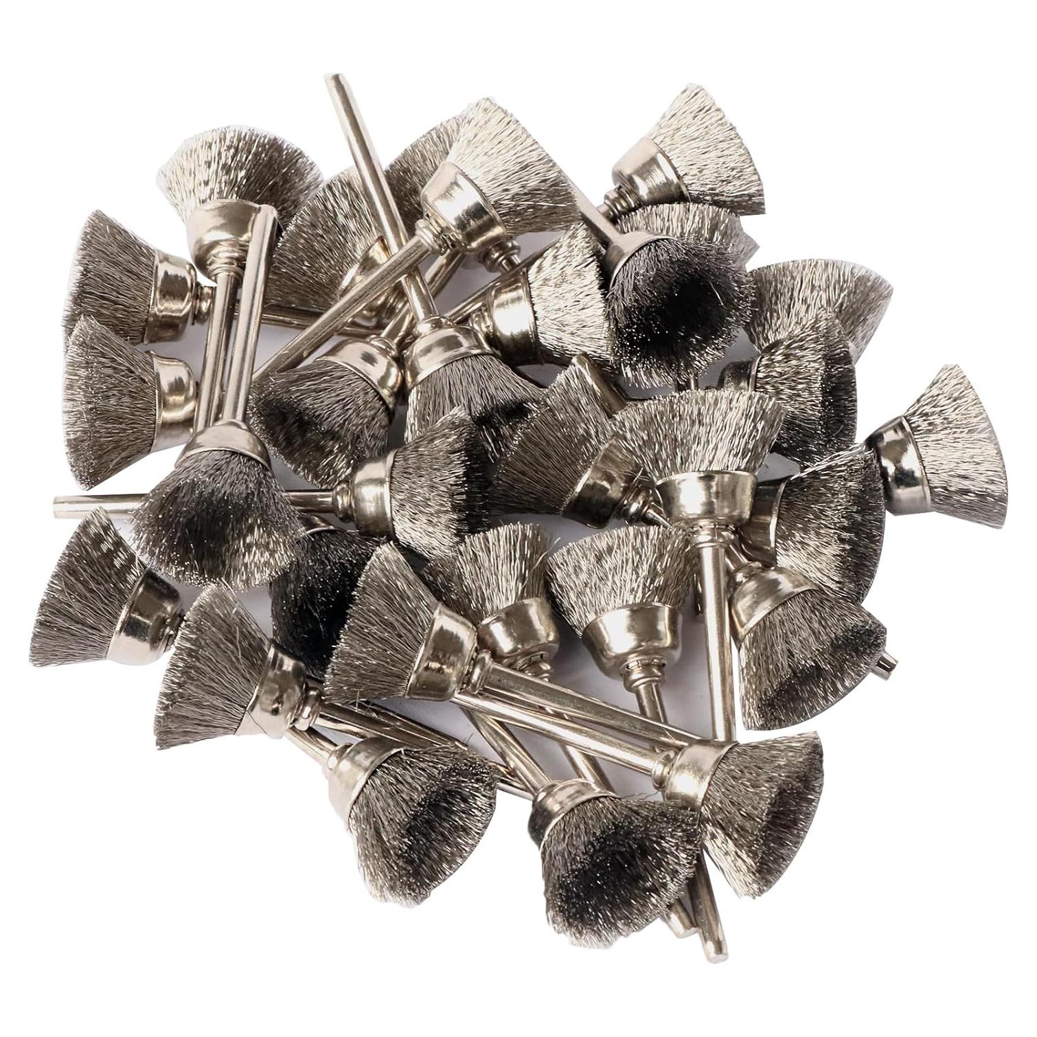 30 Cepillos de Copa Acero Inoxidable Hiqalty 3mm para Pulido