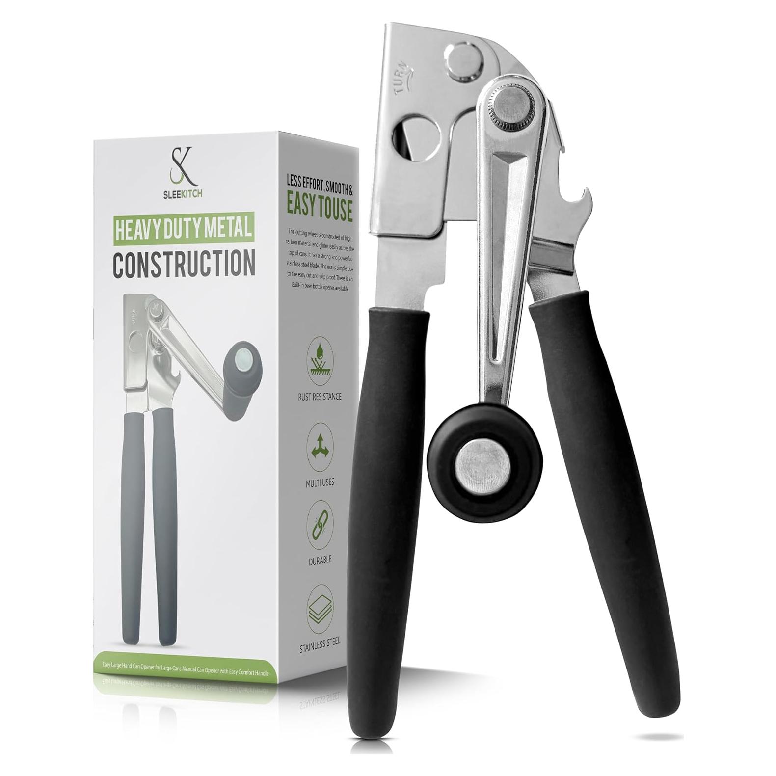 Abrelatas Manual Sleekitch Grande de Acero Inoxidable Negro