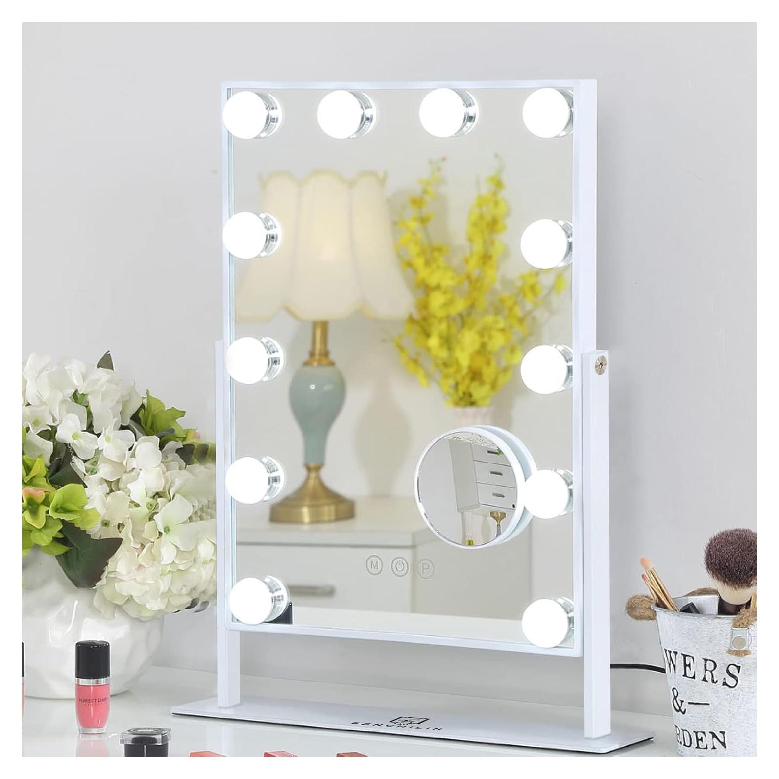 Espejo de Maquillaje Iluminado FENCHILIN 48x35.6 cm 3 Modos Luz