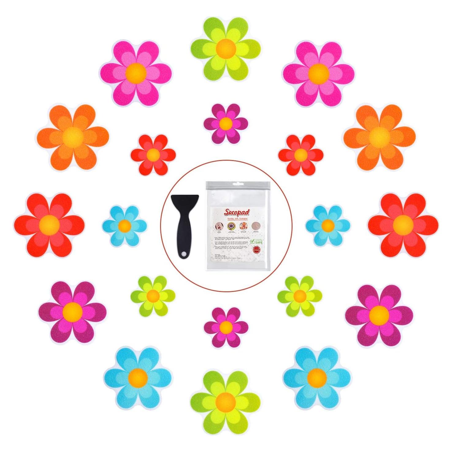 20 Pegatinas Antideslizantes Secopad Flores Brillantes