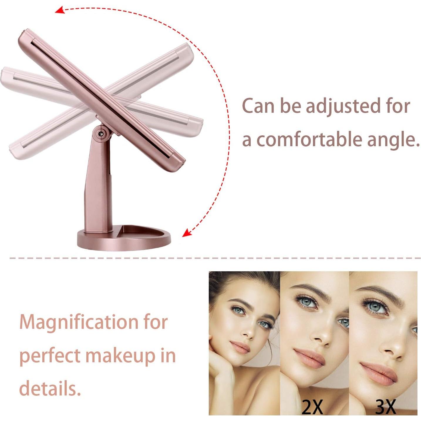 Espejo de tocador iluminado Deweisn 27.5x16 cm 3X/2X/1X