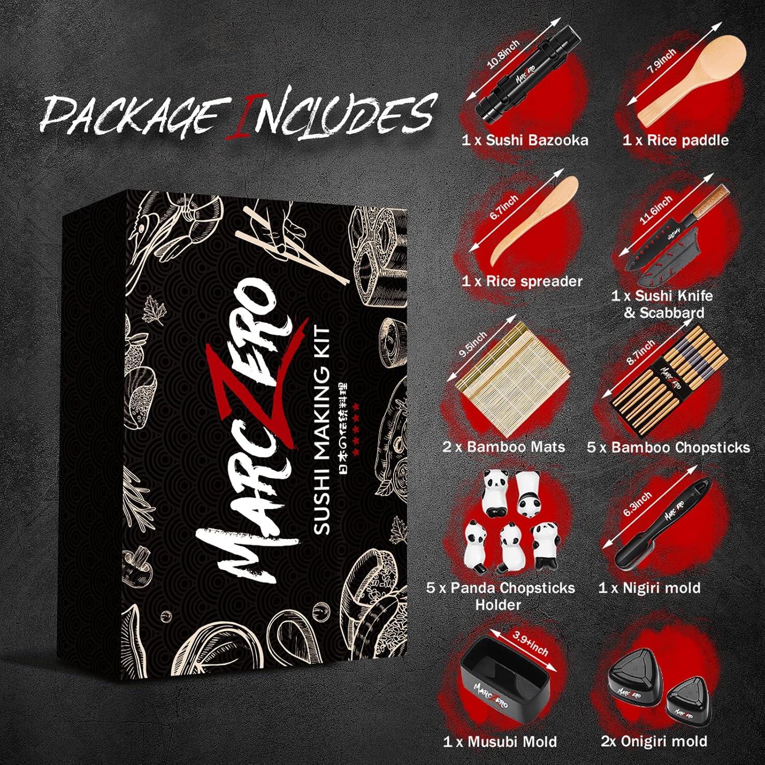 Kit de Sushi 22 en 1 MarcZero - Rodillo, Estera y Moldes