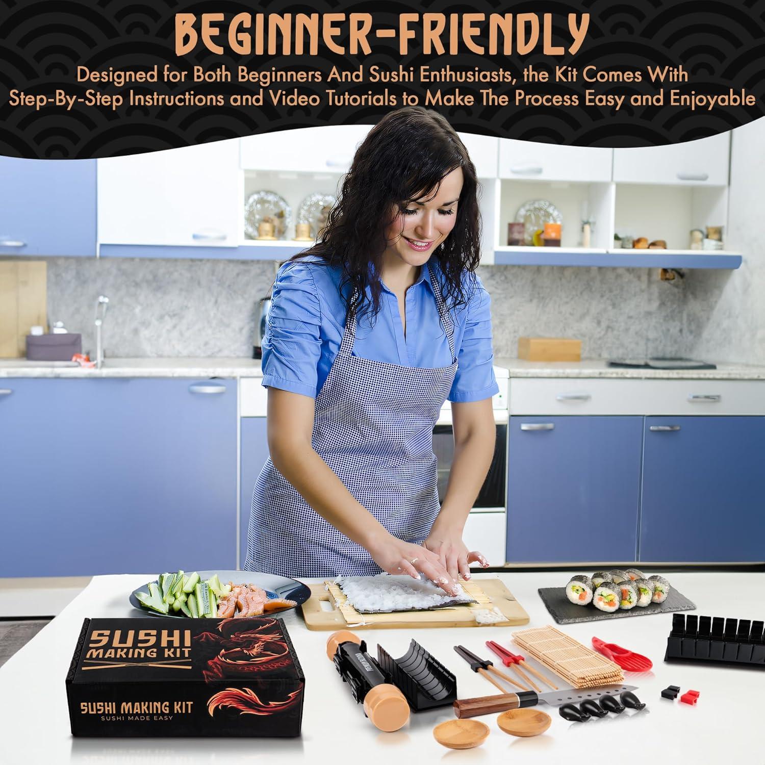 Kit de Hacer Sushi Primely con Bazooka y Estera de Bambú