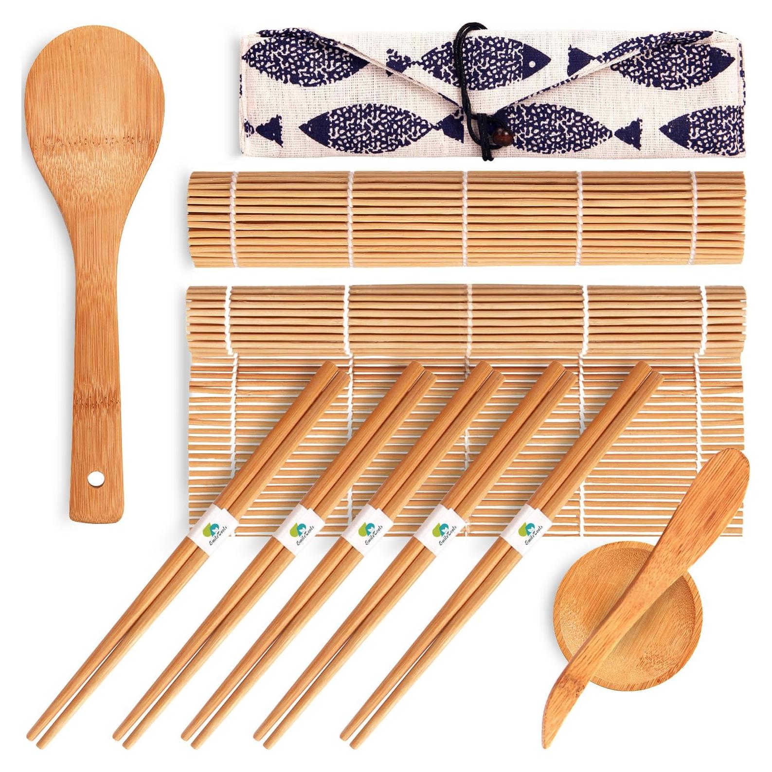 Kit de Hacer Sushi SmileTools - 11 Piezas de Bambú Ecológico