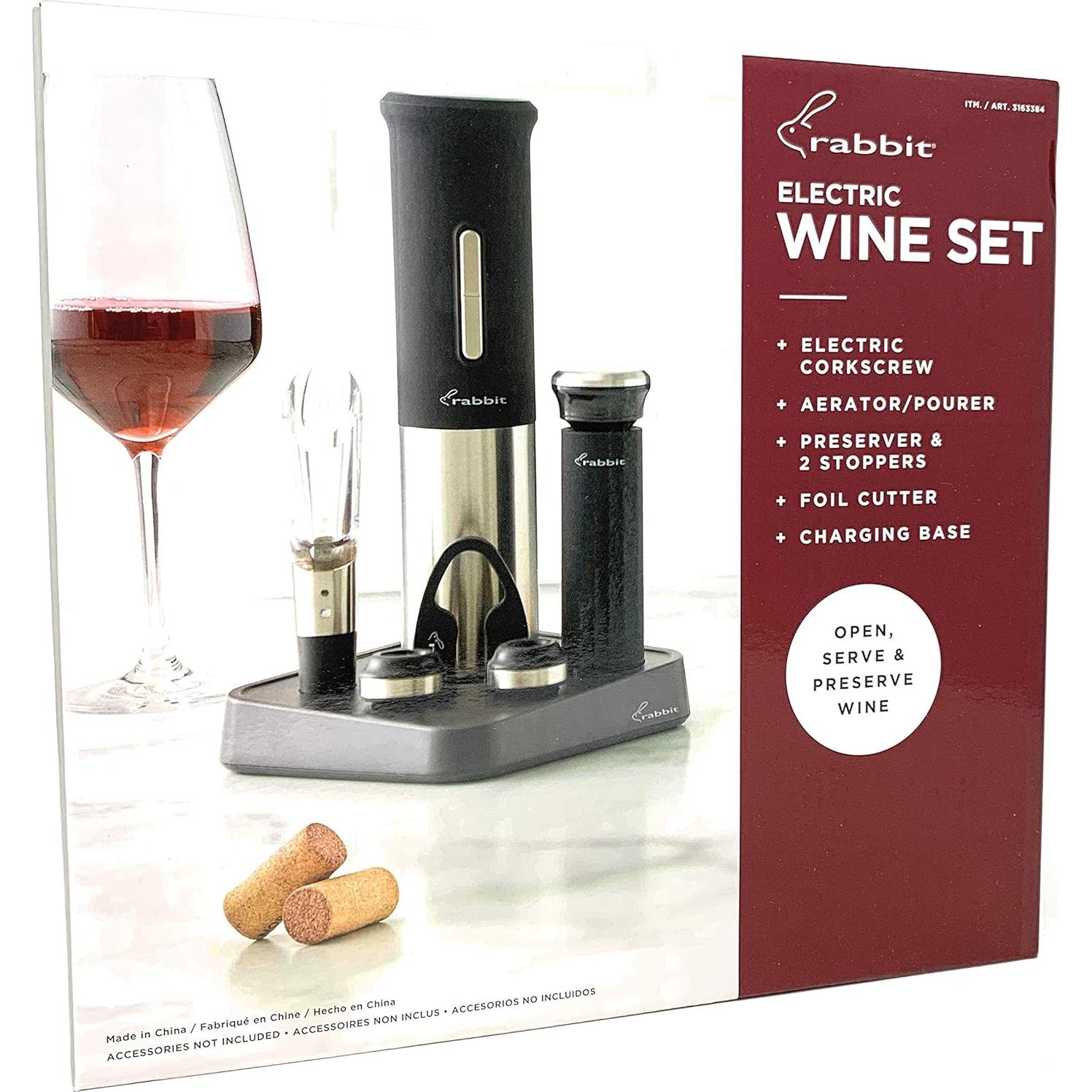 Juego de Vino Eléctrico Rabbit 5 Piezas - Sacacorchos y Accesorios