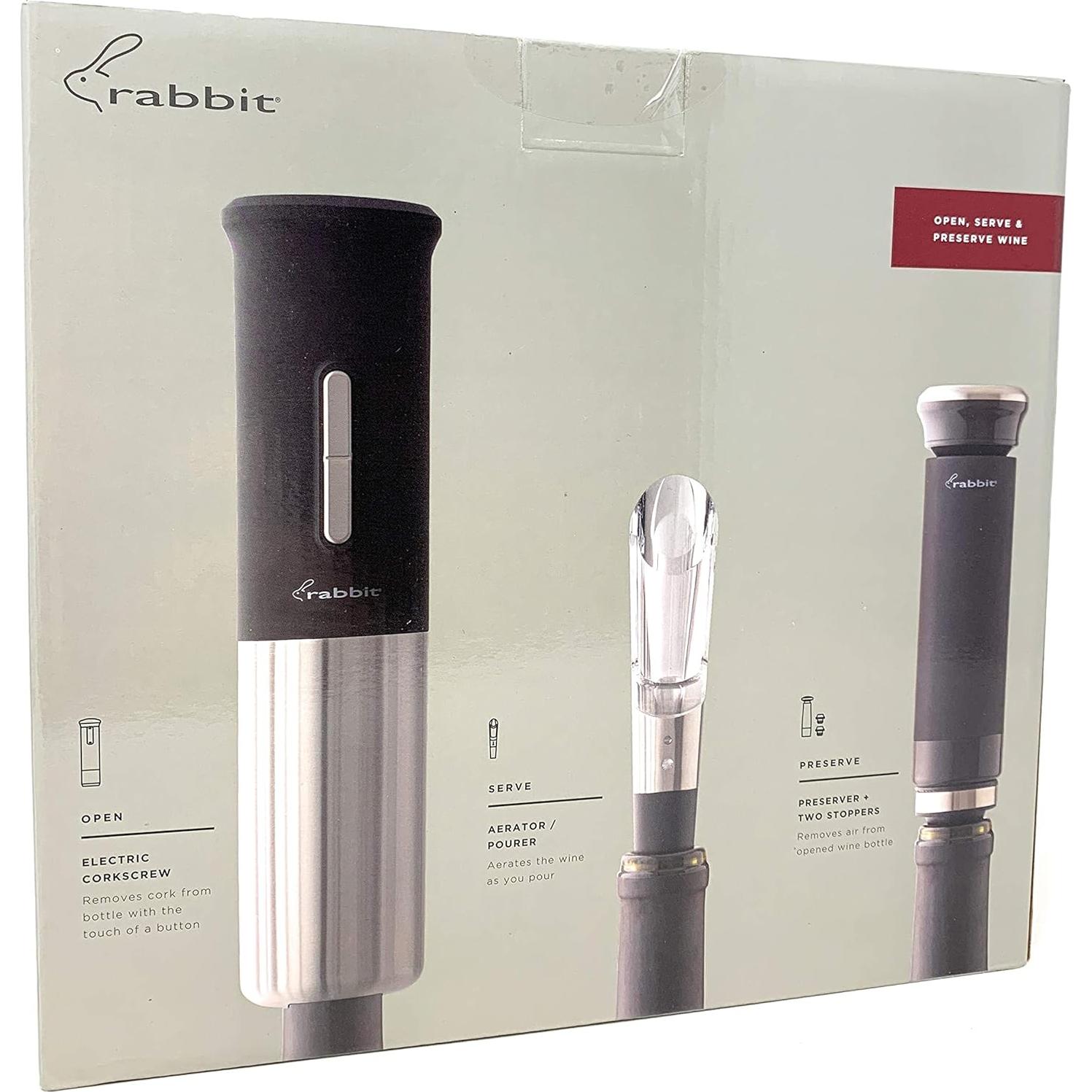 Juego de Vino Eléctrico Rabbit 5 Piezas - Sacacorchos y Accesorios