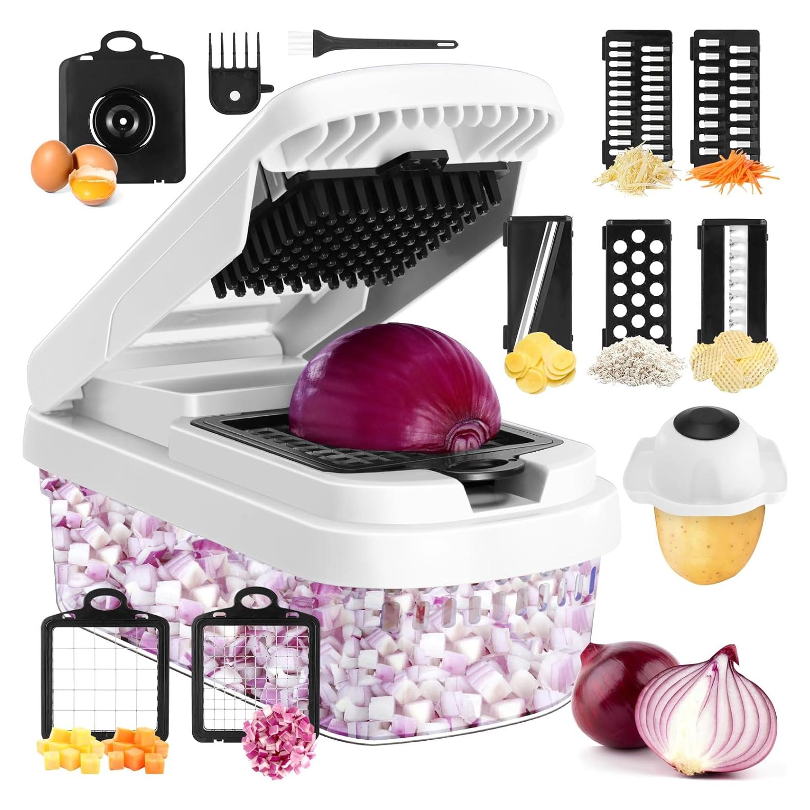 Picador de Verduras Yusshn 12-en-1 con 7 Cuchillas Inoxidable