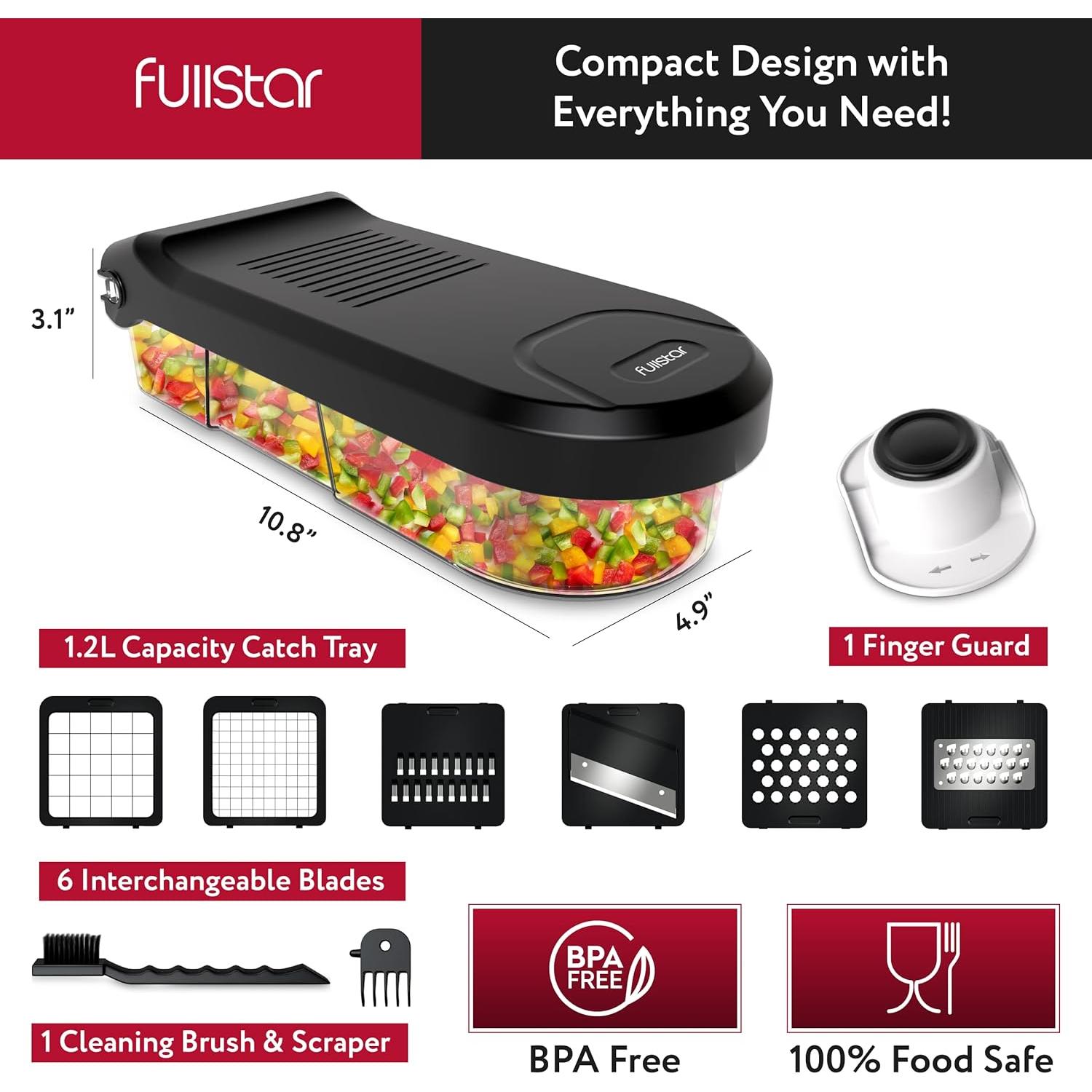 Cortador de Verduras Fullstar 6-en-1 Blanco y Negro
