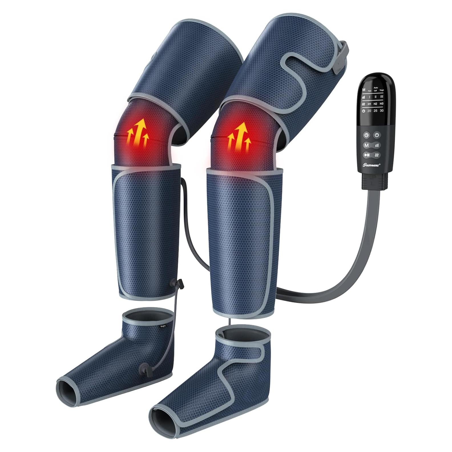SLOTHMORE Leg Massager for Circulation and Pain Relief, Air Compression Foot Massage with 3 Heat Levels 4 Modes, 4-in-1 Foot Calf Knee & Thigh, Knee Heating Therapy, Gift for Mom Dad