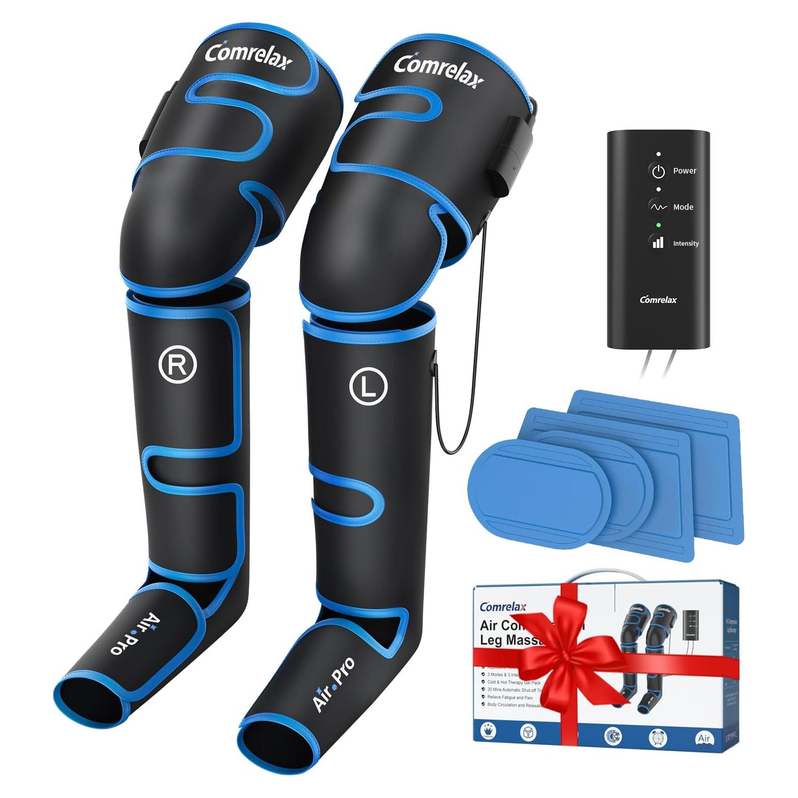 Leg Massager with Air Compression & Heat, Calf & Foot Massager for Circulation and Pain, Compression Boots with Video Wearing Guide, Update Controller with 6 Modes & 3 Heating Levels, Gift for Mom