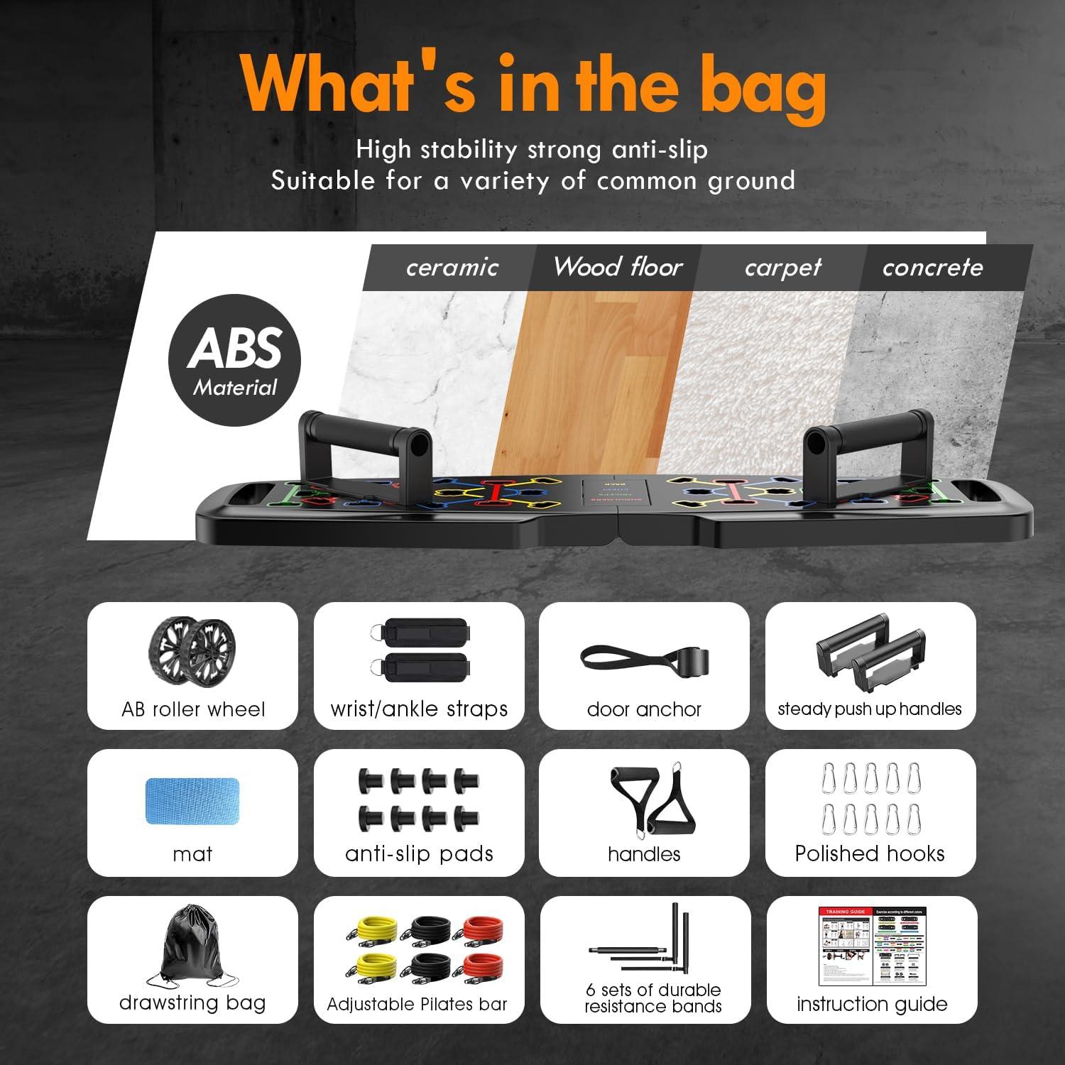 Tabla de Flexiones MQRW Compacta con Accesorios de Fitness