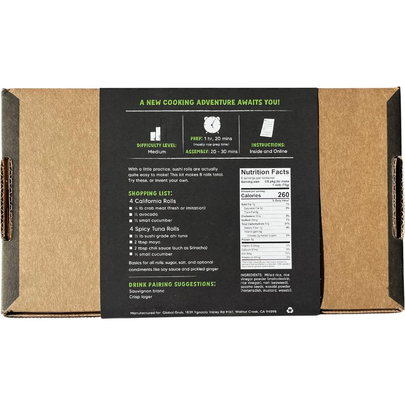 Kit de Sushi DIY Global Grub - Ingredientes y Esterilla