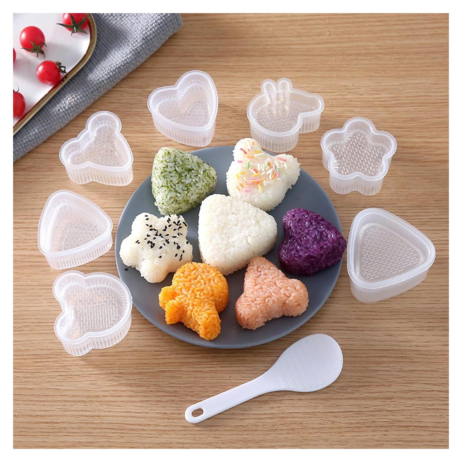 Kit de Moldes para Bolas de Arroz Ncozwo 8 Pcs - Triángulo, Corazón, Flor