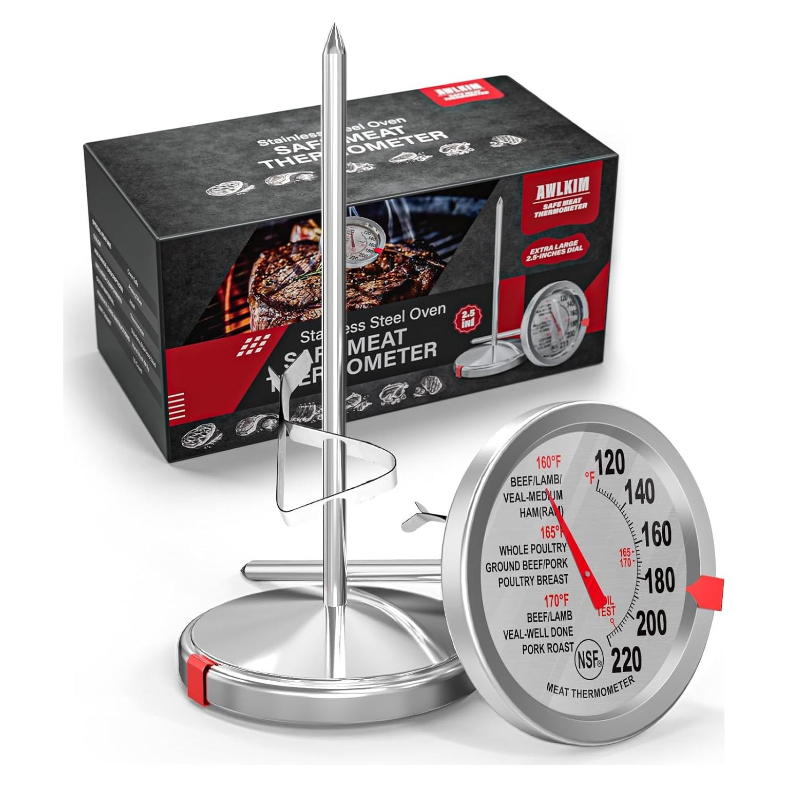 Paquete de 2 termómetros de carne acero inoxidable 2.5"