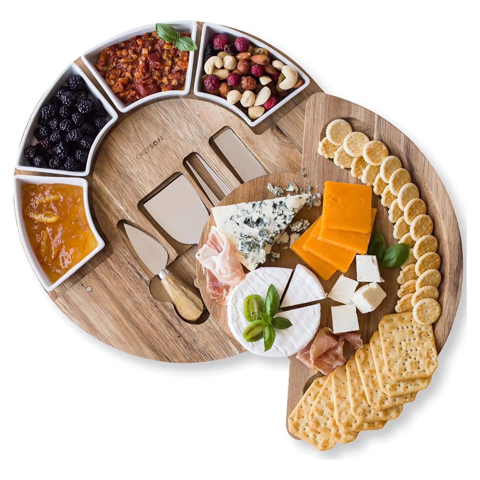 Juego de Tabla de Queso ChefSofi 33 cm Madera Acacia 8 Piezas