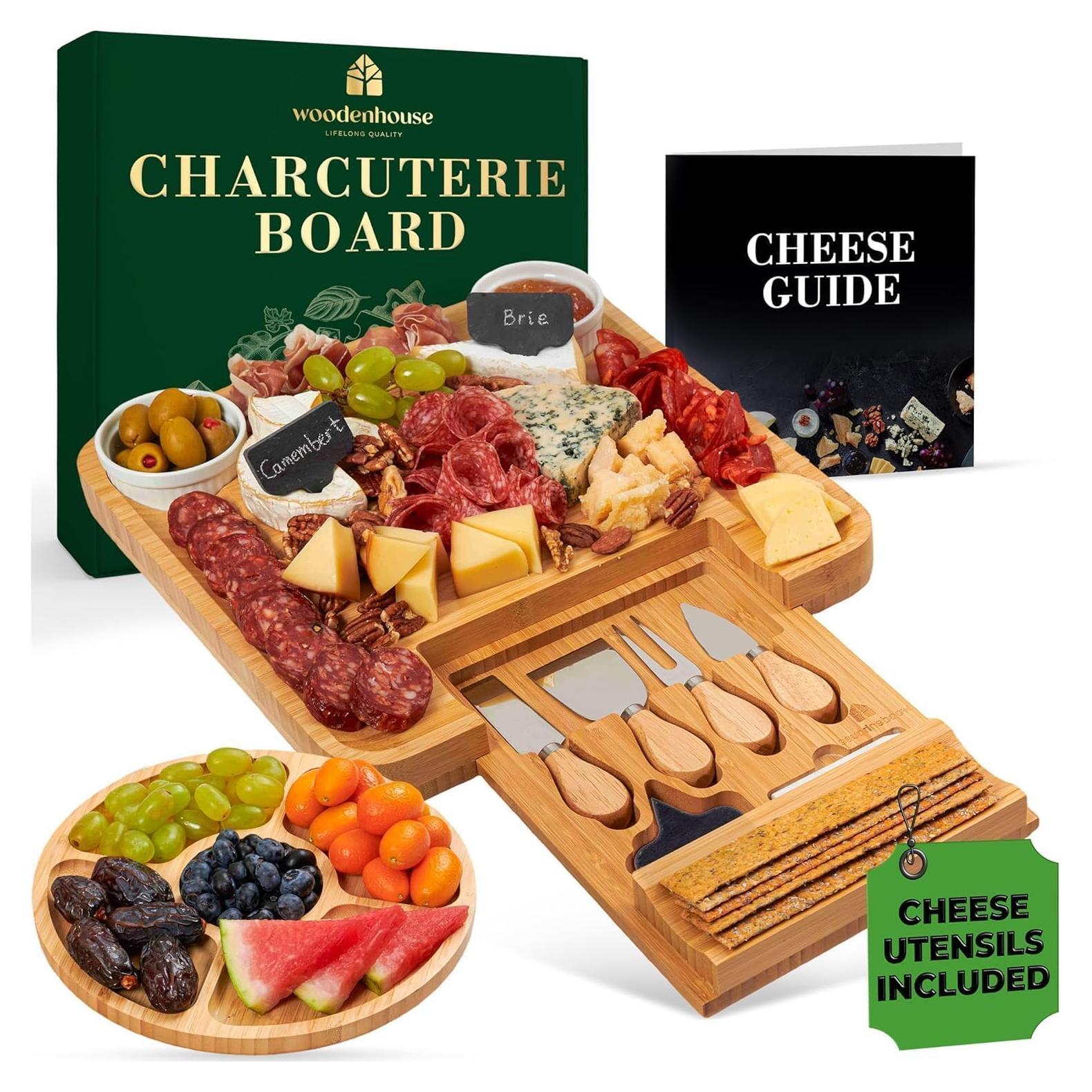 Tabla de Charcutería Woodenhouse 33x33cm con Utensilios y Cuencos