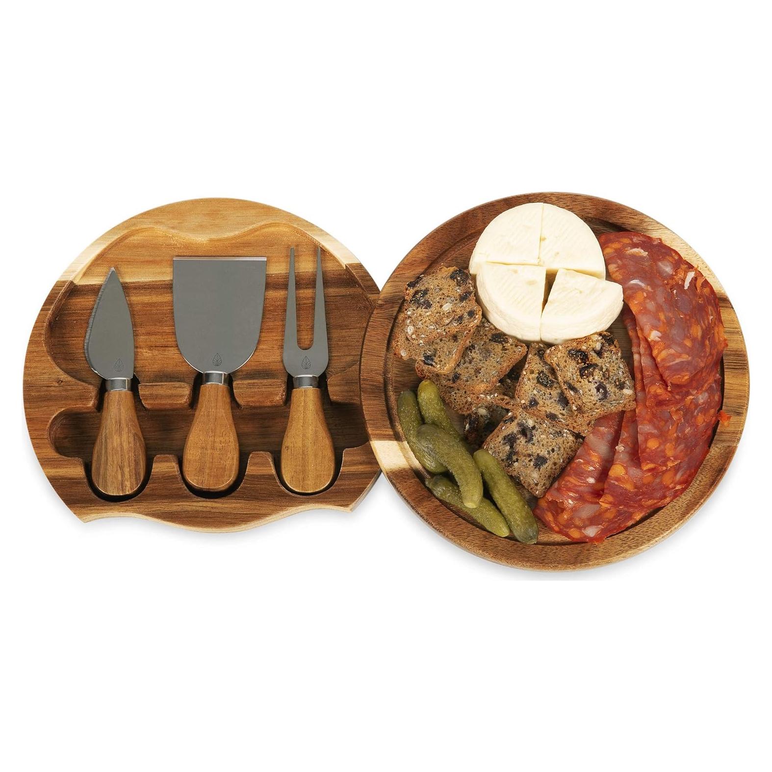 Tabla de Queso Brie Acacia Picnic Time 19 cm con Cuchillos